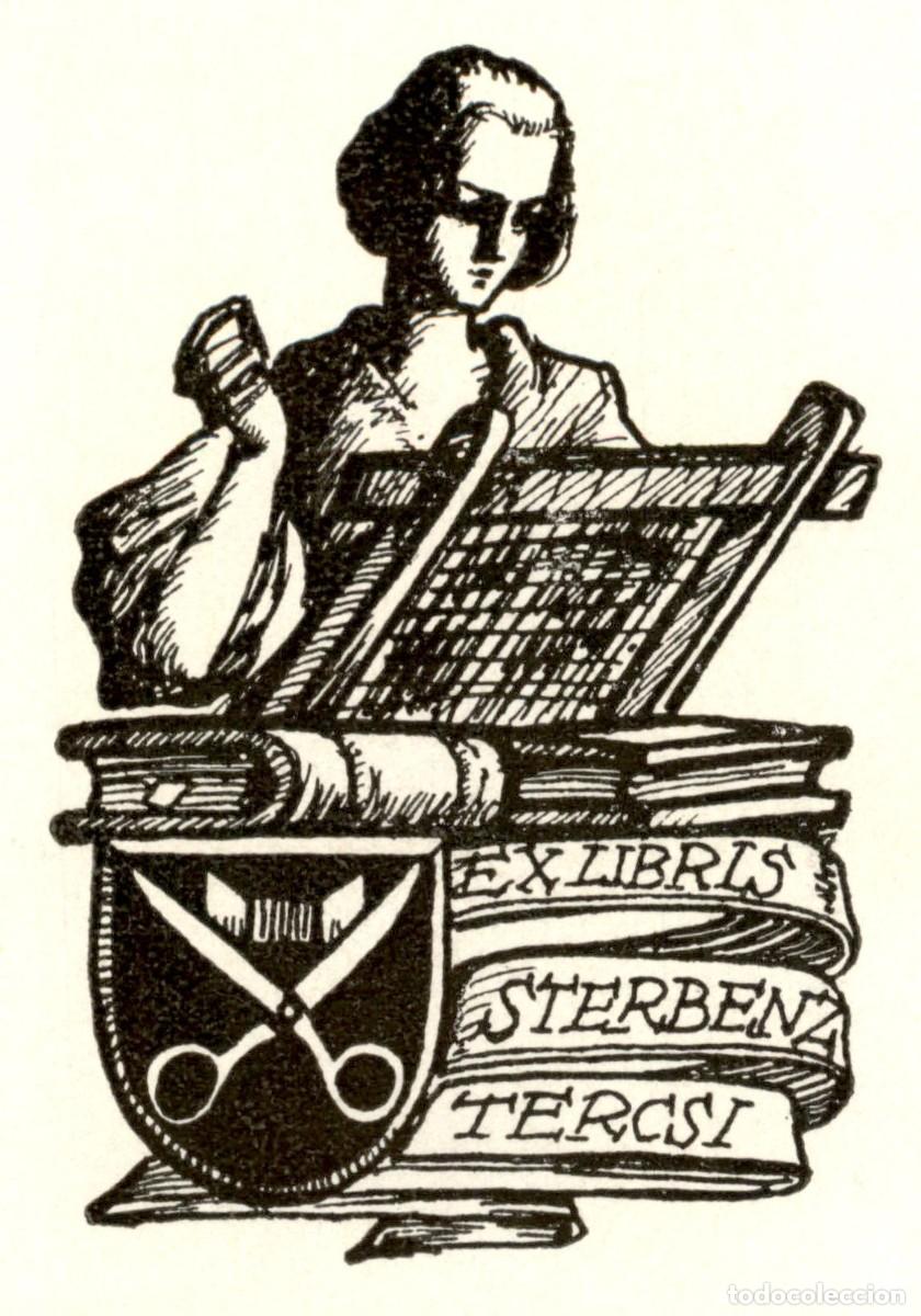Arte: Sterbenz Tercsi 9 x 7 cms &ndash; Ex Libris, Bookplate, Exlibris - Foto 1