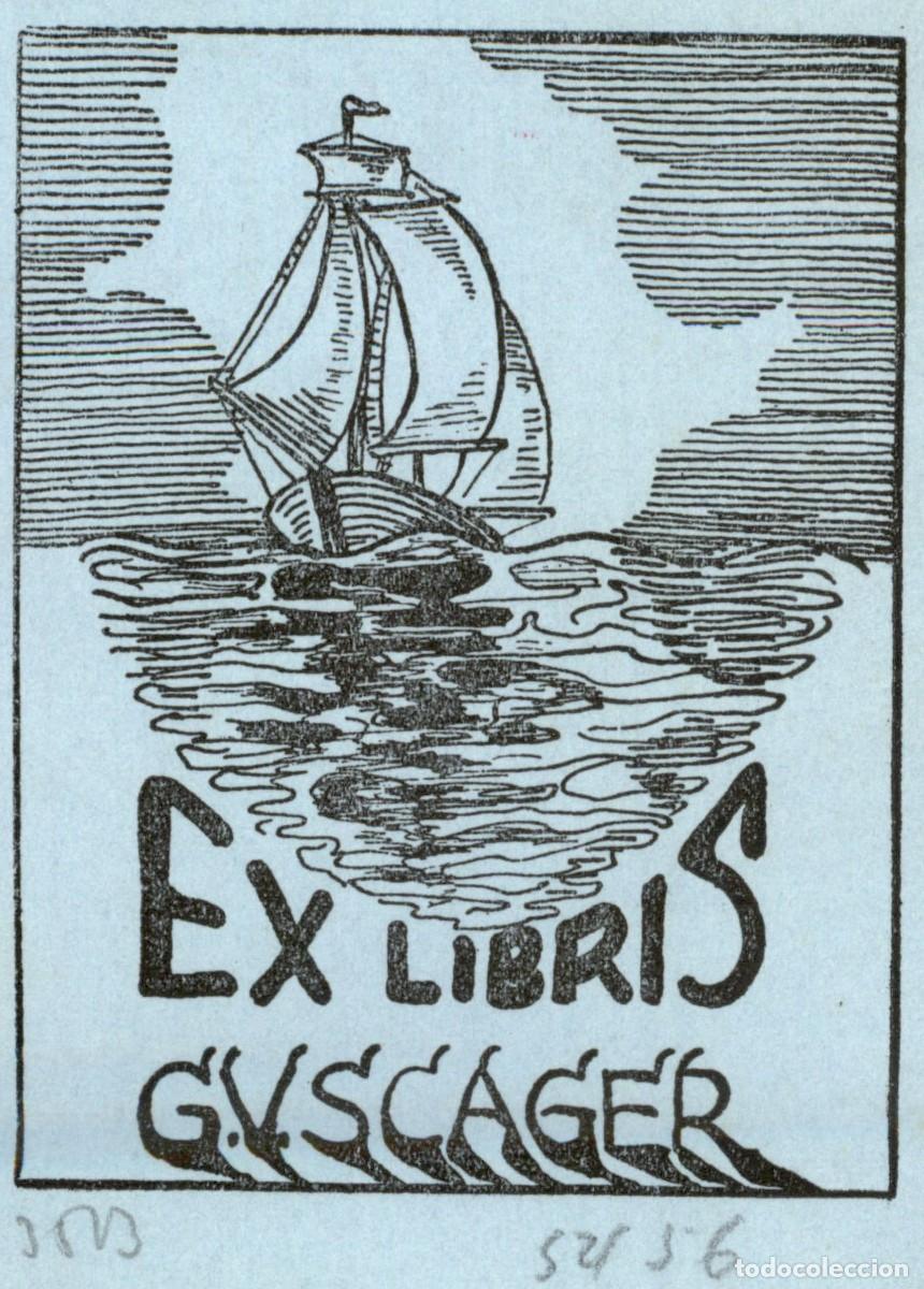Arte: G. V. Scager 9 x 7 cms &ndash; Ex Libris, Bookplate, Exlibris - Foto 1