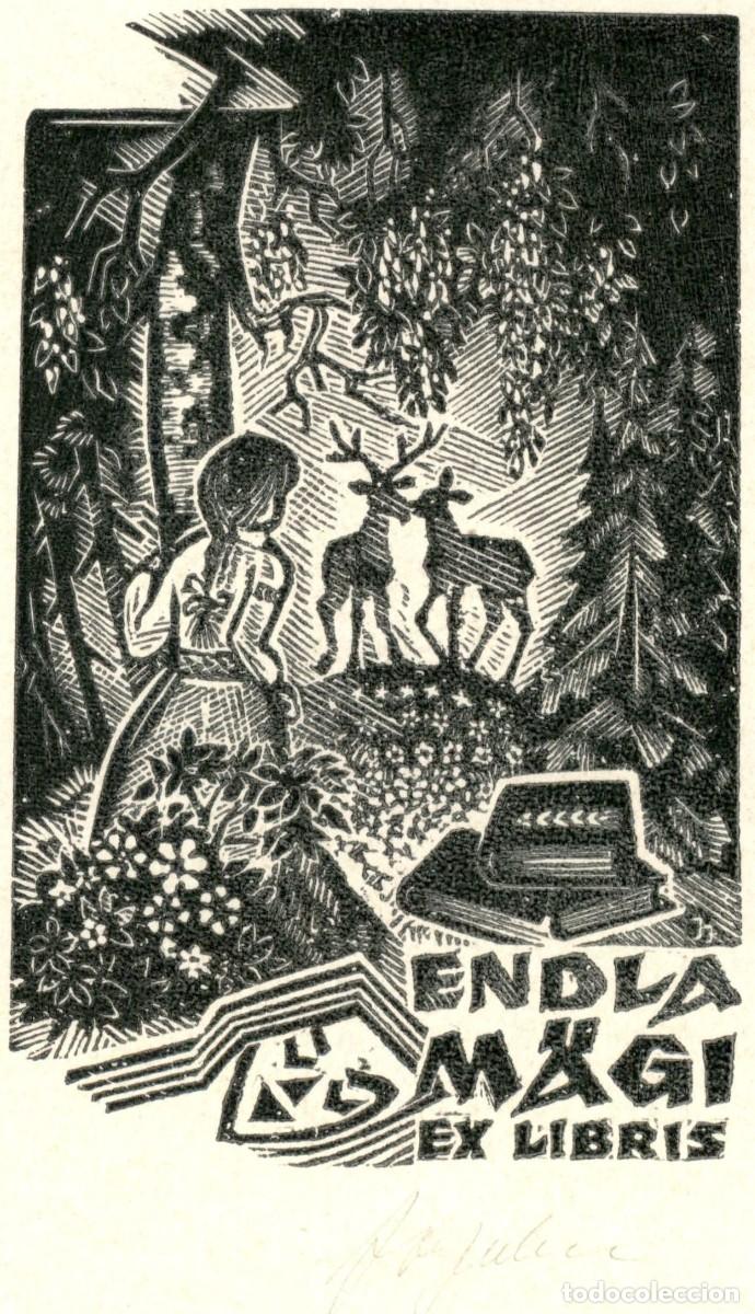 Arte: Endla M&aacute;gi 11 x 7 cms &ndash; Ex Libris, Bookplate, Exlibris - Foto 1
