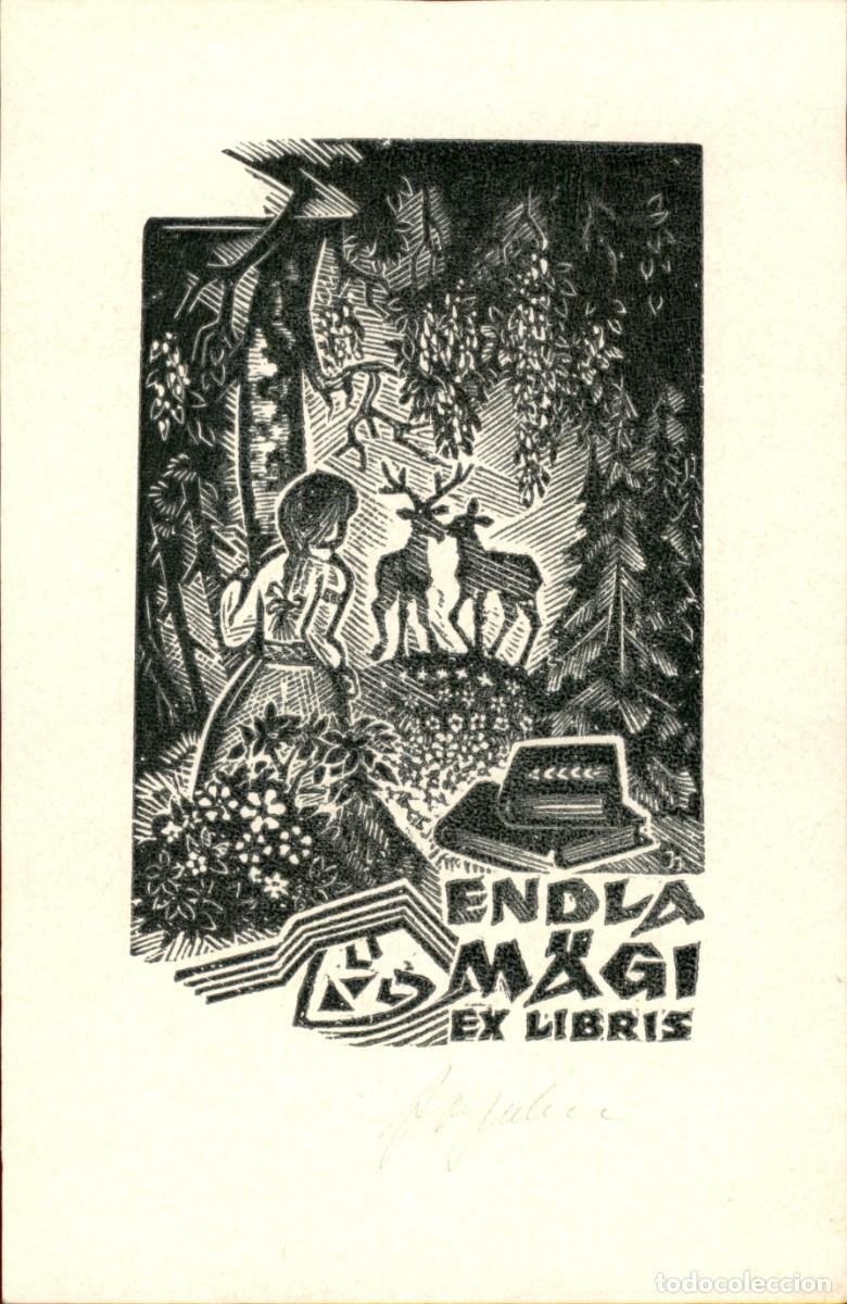 Arte: Endla M&aacute;gi 11 x 7 cms &ndash; Ex Libris, Bookplate, Exlibris - Foto 2