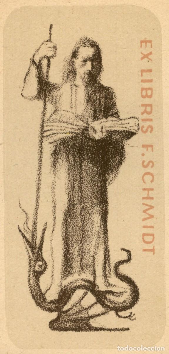 Arte: F. Schmidt 14 x 7 cms &ndash; Ex Libris, Bookplate, Exlibris - Foto 1