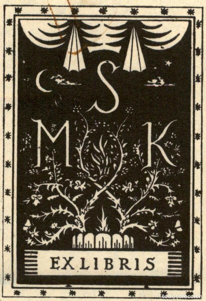 Arte: S M K 9 x 6 cms &ndash; Ex Libris, Bookplate, Exlibris - Foto 1
