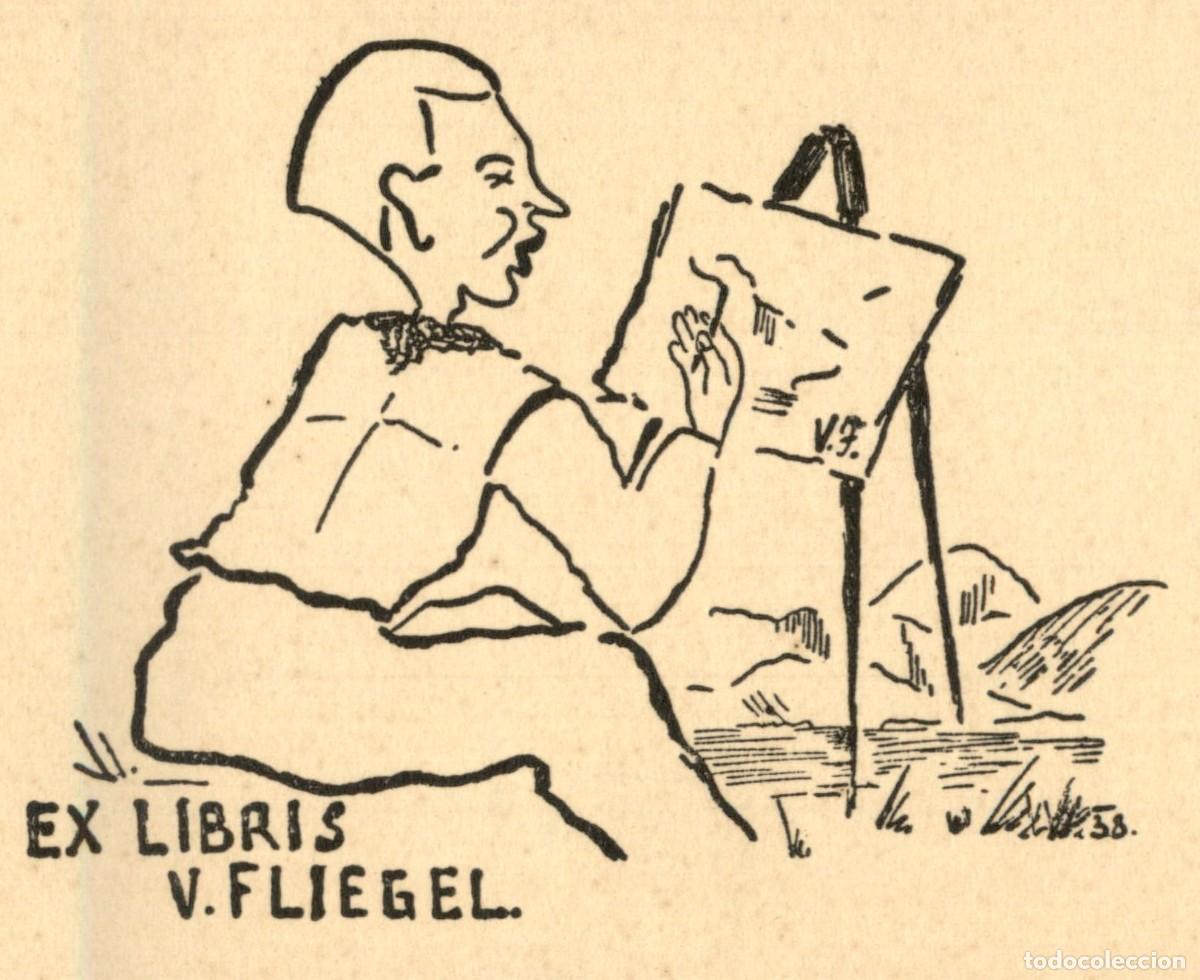 Arte: V. Fliegel 6 x 6 cms &ndash; Ex Libris, Bookplate, Exlibris - Foto 1