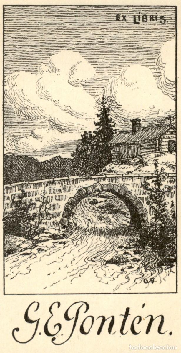 Arte: G.E. Ponten 11 x 6 cms &ndash; Ex Libris, Bookplate, Exlibris - Foto 1