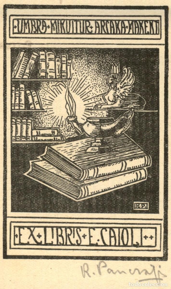 Arte: E. Caioli 10 x 6 cms &ndash; Ex Libris, Bookplate, Exlibris - Foto 1