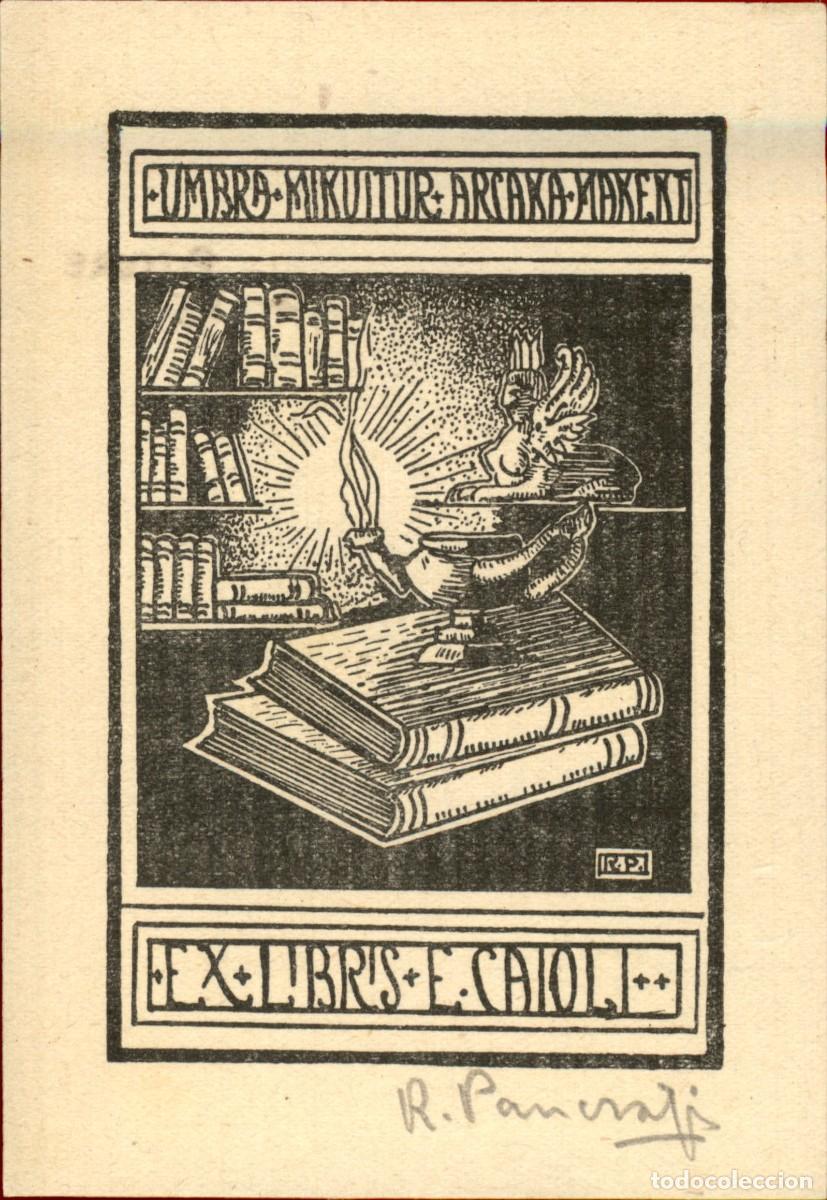 Arte: E. Caioli 10 x 6 cms &ndash; Ex Libris, Bookplate, Exlibris - Foto 2