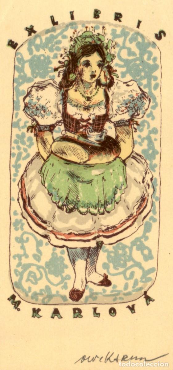 Arte: M. Karlova - 11 x 6 cms &ndash; Ex Libris, Bookplate, Exlibris - Foto 1