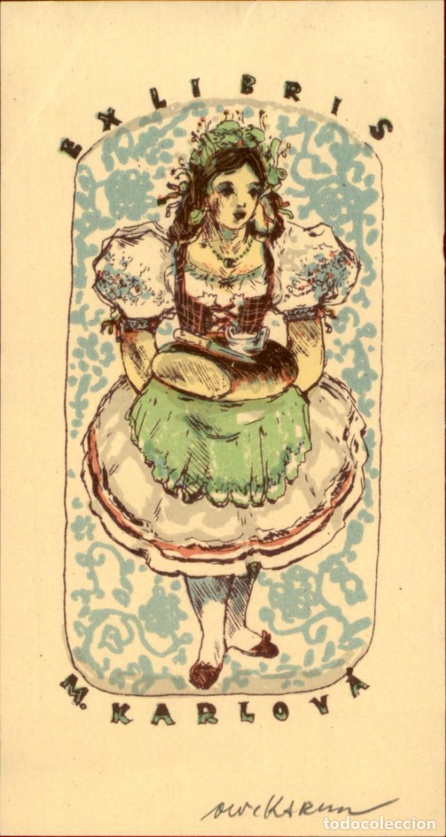 Arte: M. Karlova - 11 x 6 cms &ndash; Ex Libris, Bookplate, Exlibris - Foto 2