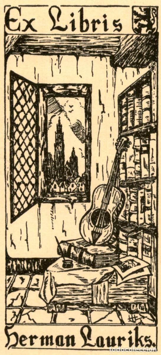 Arte: Herman Louriks 13 x 6 cms &ndash; Ex Libris, Bookplate, Exlibris - Foto 1