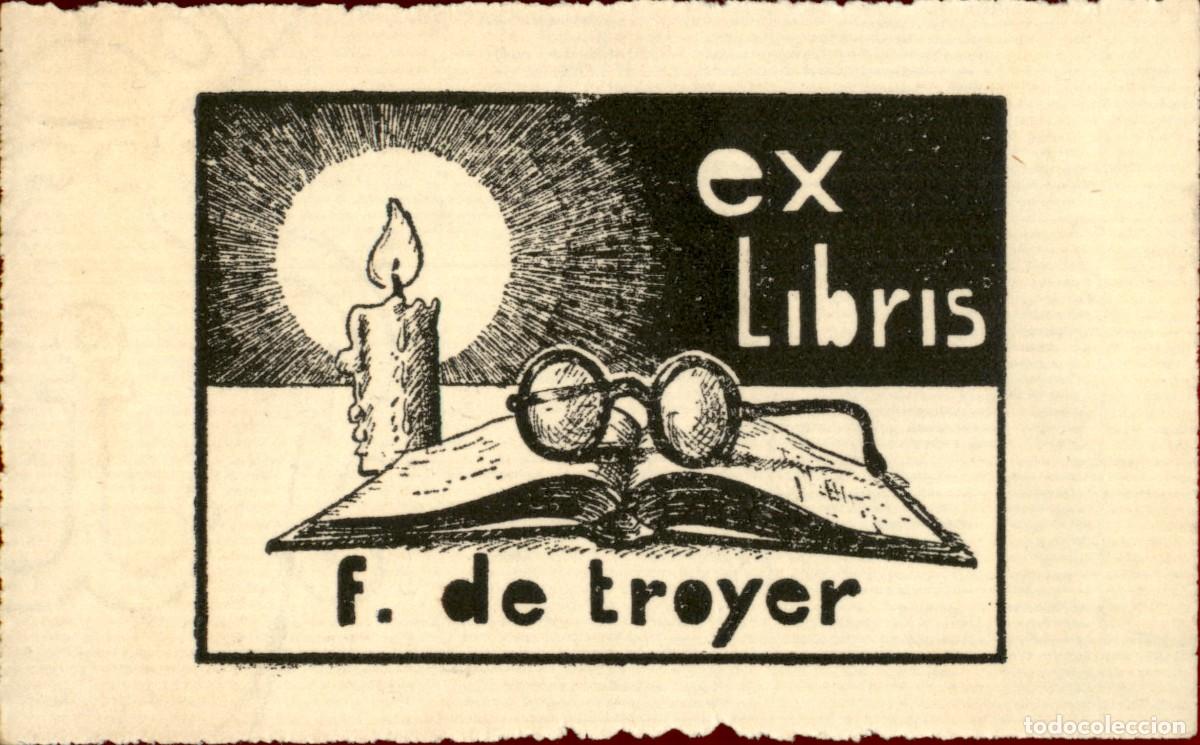 Arte: F. de Troyer 6 x 6 cms &ndash; Ex Libris, Bookplate, Exlibris - Foto 2