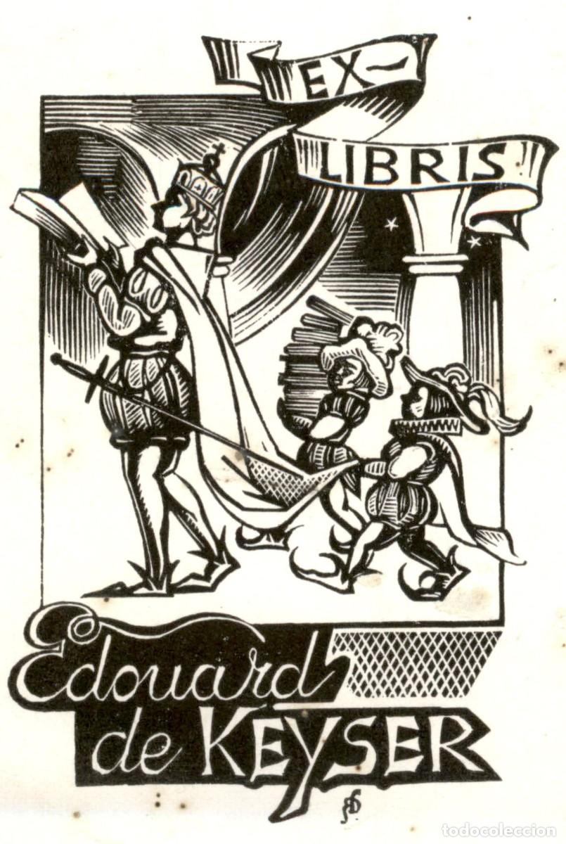 Arte: Edouard de Keyser 8 x 6 cms &ndash; Ex Libris, Bookplate, Exlibris - Foto 1
