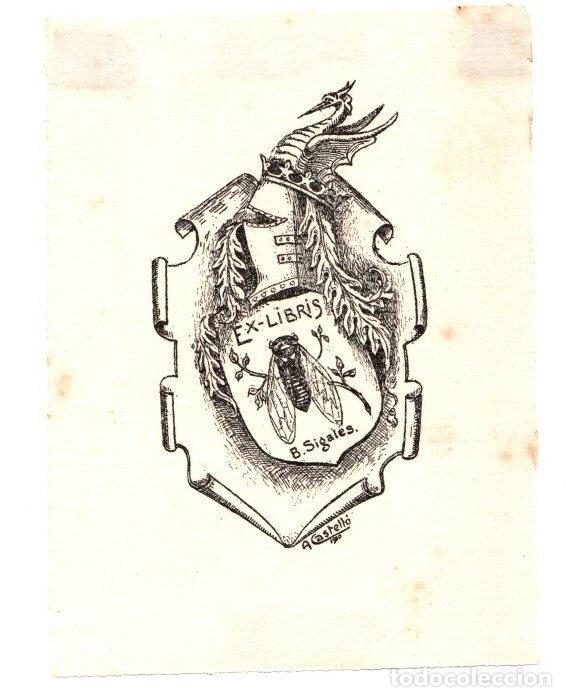 Arte: EXLIBRIS B. SIGALES. A. CASTELLO. A&Ntilde;O 1910 - Foto 1