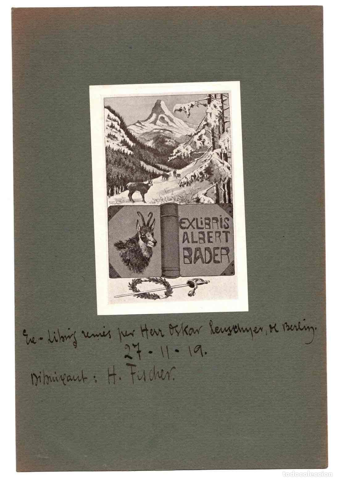 Arte: EXLIBRIS ALBERT BADER. BERLIN, ALEMANIA, A&Ntilde;O 1919 - Foto 1