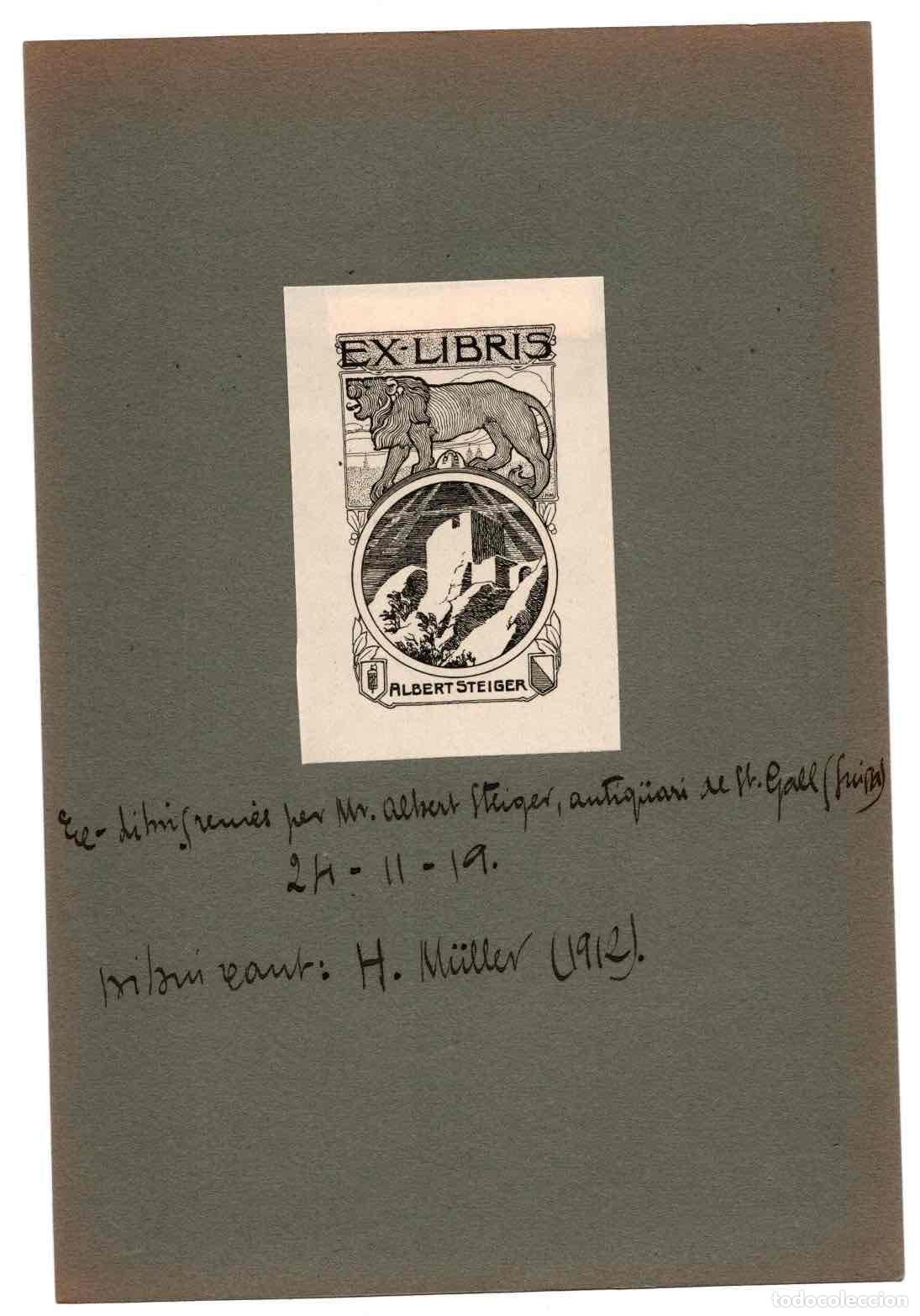 Arte: EXLIBRIS ALBERT STEIGER. SAN GALL, SUIZA, A&Ntilde;O 1919 - Foto 1