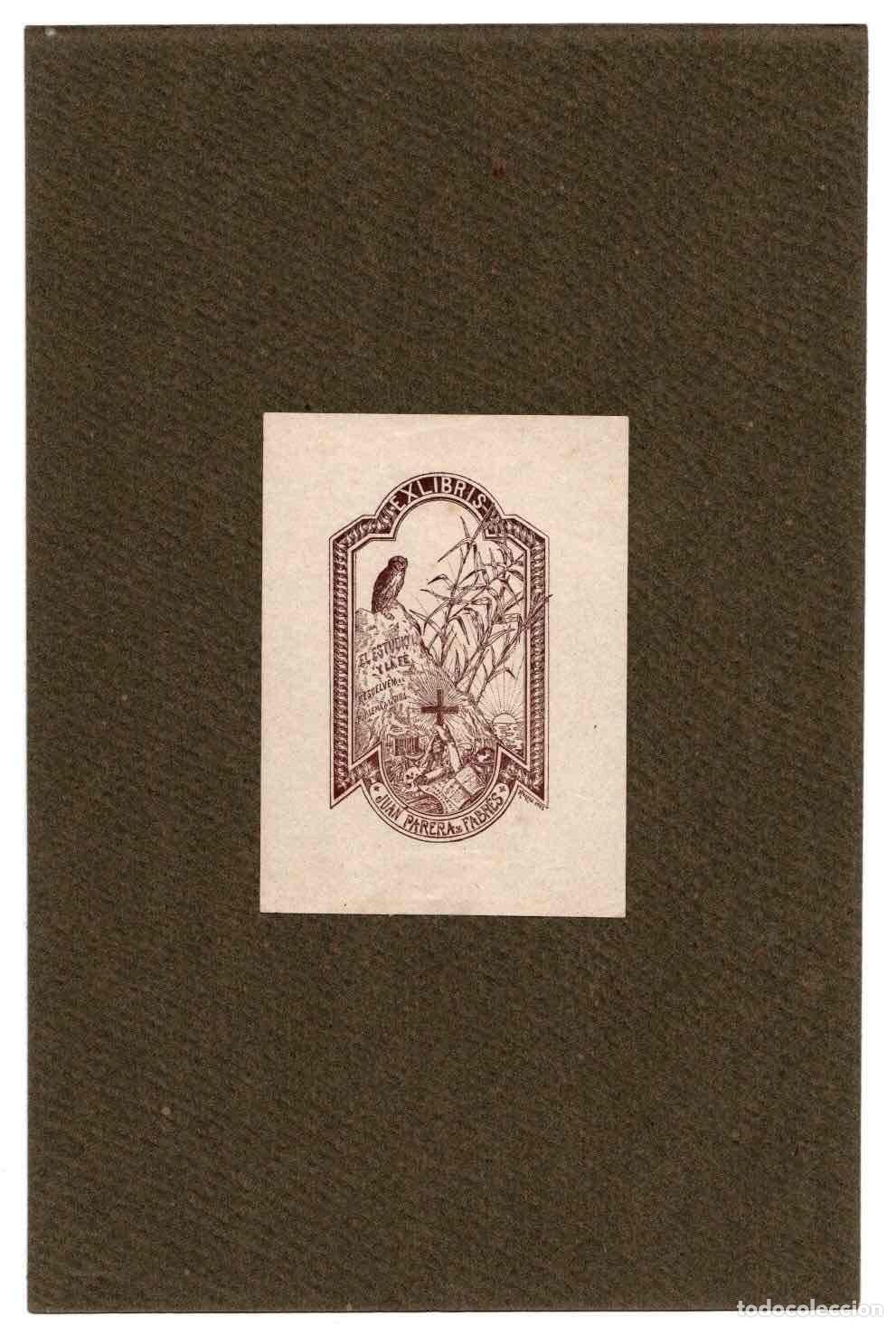 Arte: EXLIBRIS JUAN PARERA Y FABRES. A&Ntilde;O 1903 - Foto 1