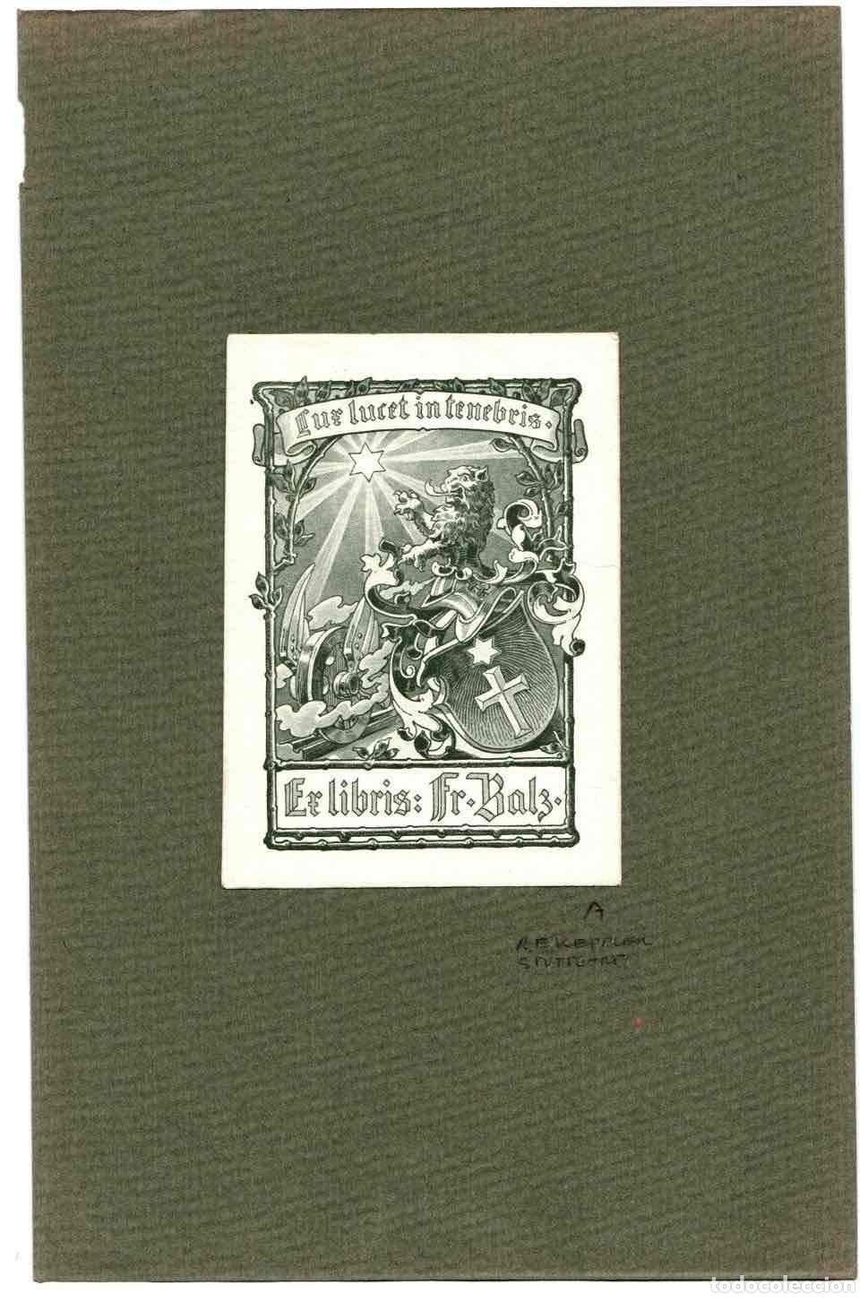 Arte: EXLIBRIS FR. BALZ. C. 1930 - Foto 1