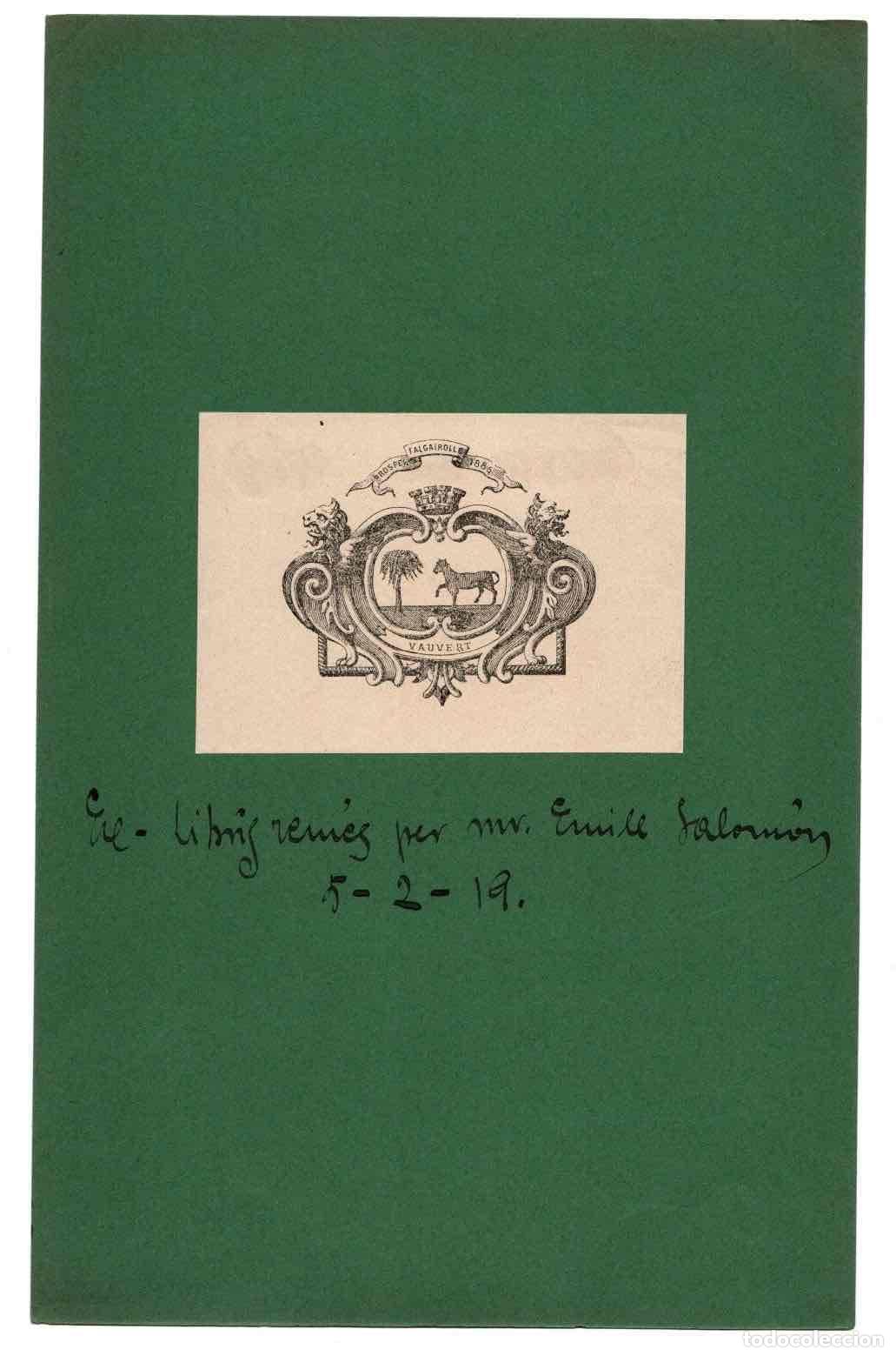 Arte: EXLIBRIS VAUVERT. A&Ntilde;O 1885 - Foto 1