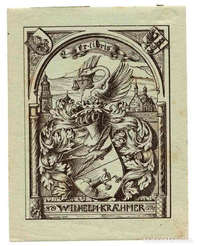Arte: EXLIBRIS WILHELM KRAEHMER. A&Ntilde;O 1905 - Foto 1
