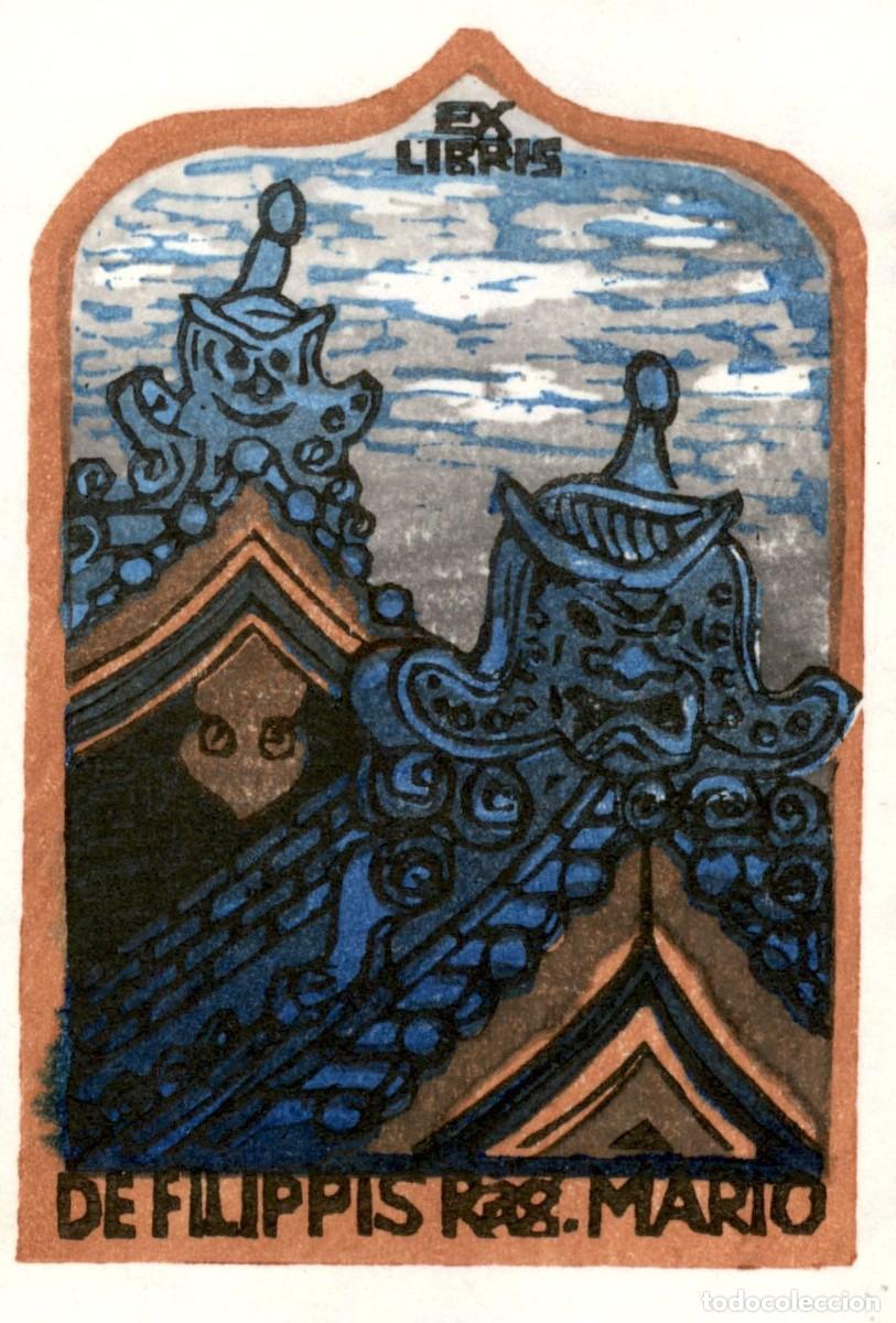 Arte: Mario de Filippis 9 x 6 Cms Exlibris Bookplate Ex-Libris - Foto 1