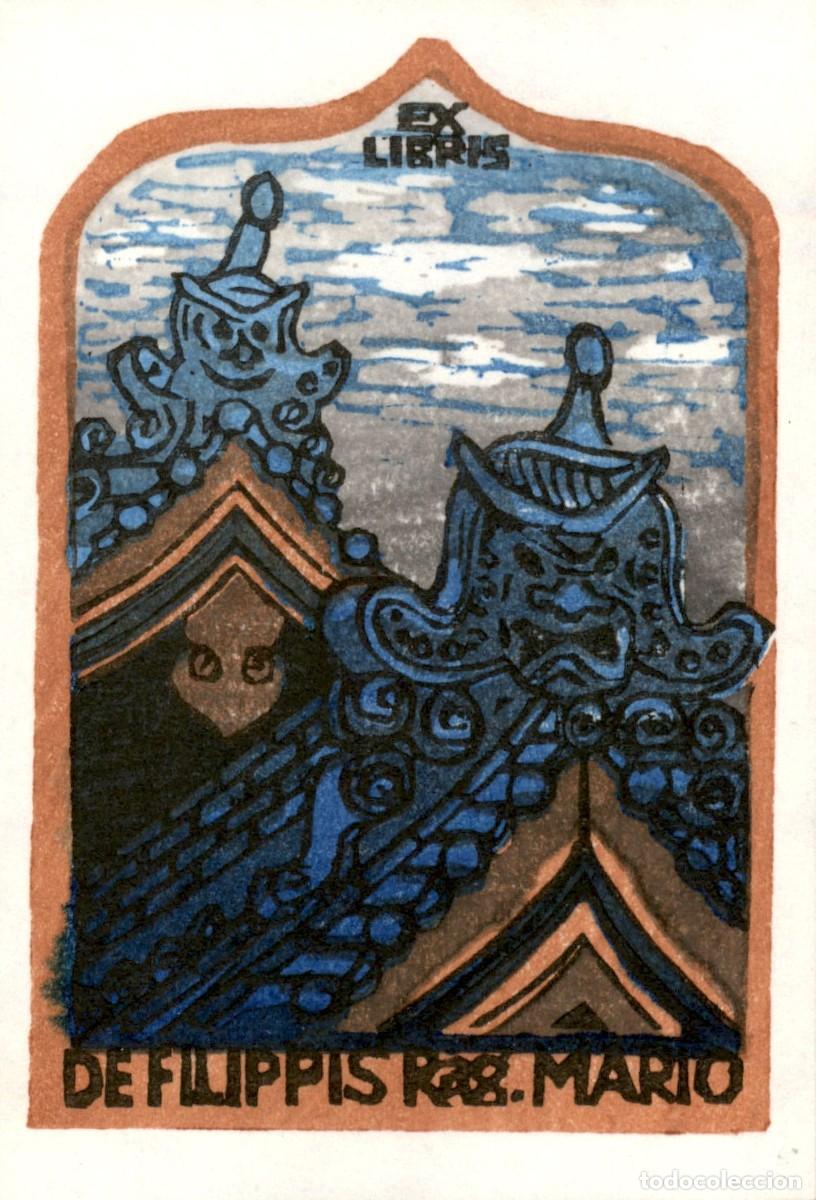 Arte: Mario de Filippis 9 x 6 Cms Exlibris Bookplate Ex-Libris - Foto 2