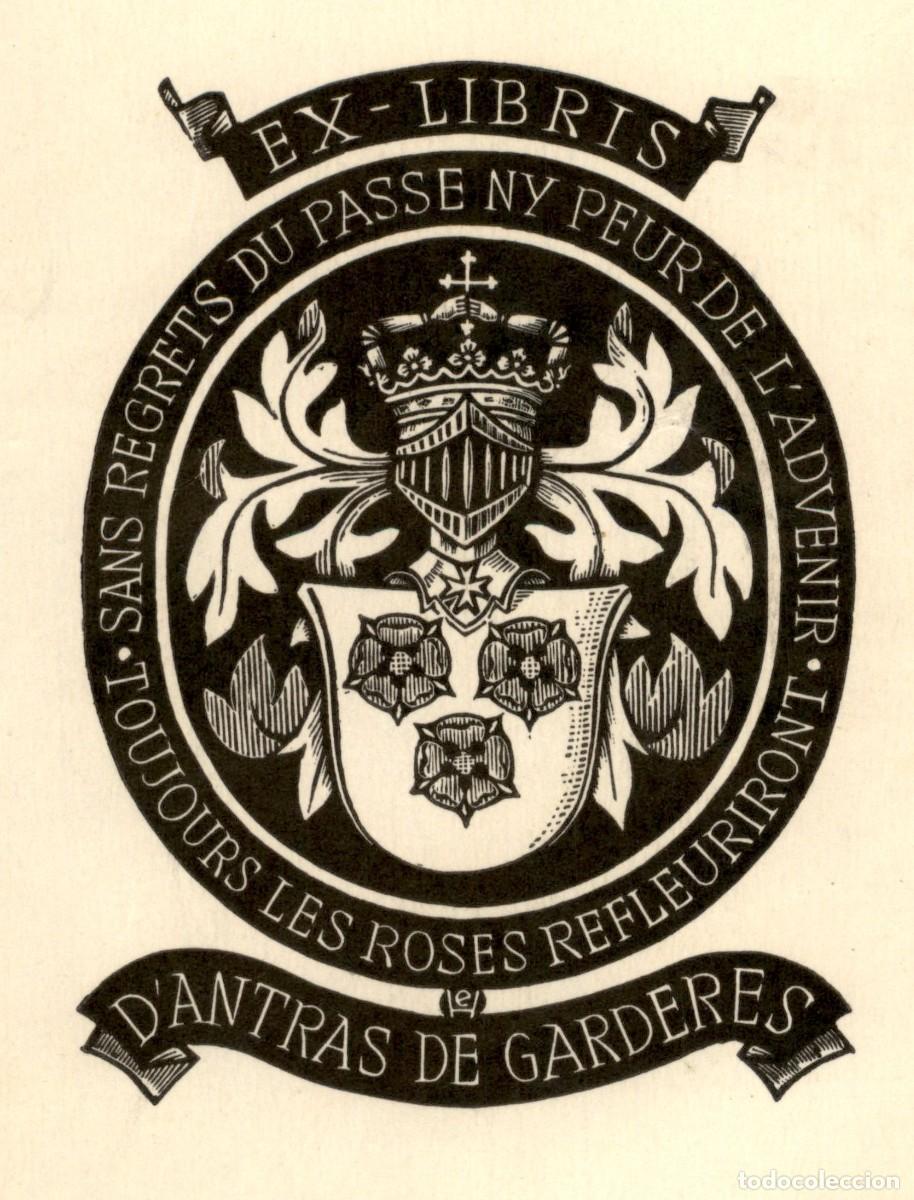 Arte: D&acute;antras de Garderes 11 x 8,5 Cms Exlibris Bookplate Ex-Libris - Foto 1