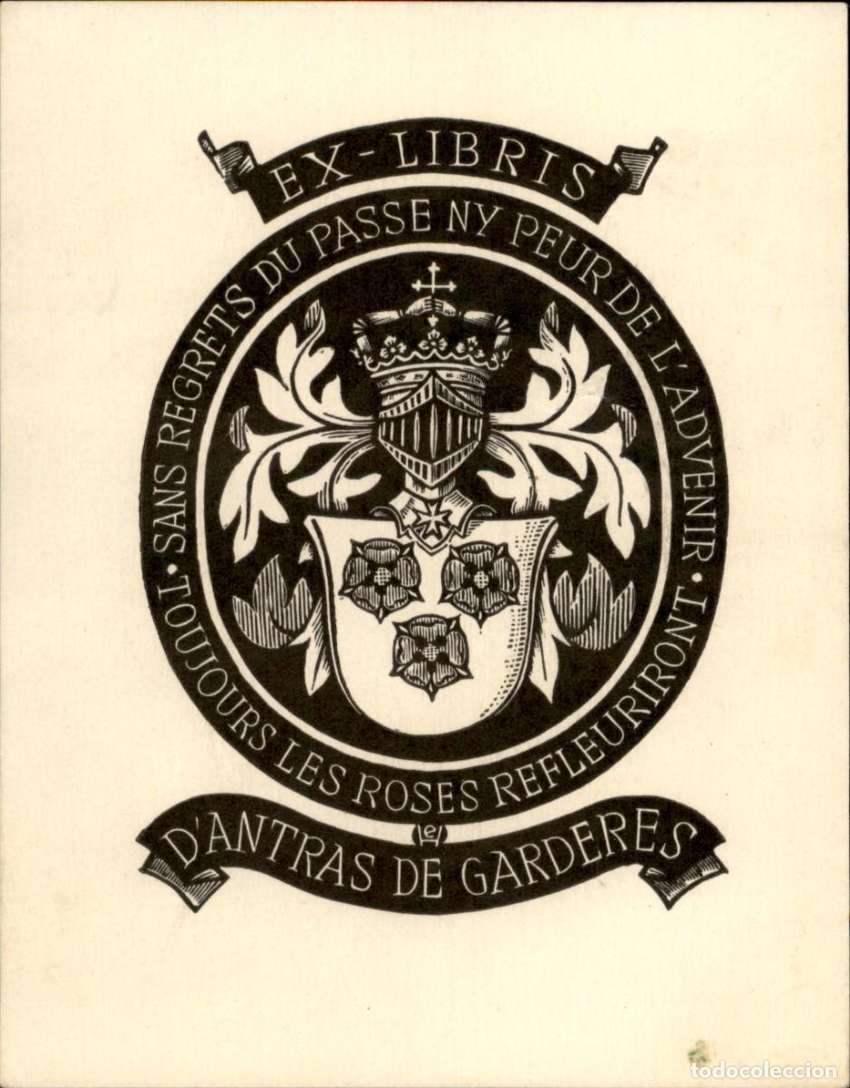 Arte: D&acute;antras de Garderes 11 x 8,5 Cms Exlibris Bookplate Ex-Libris - Foto 2