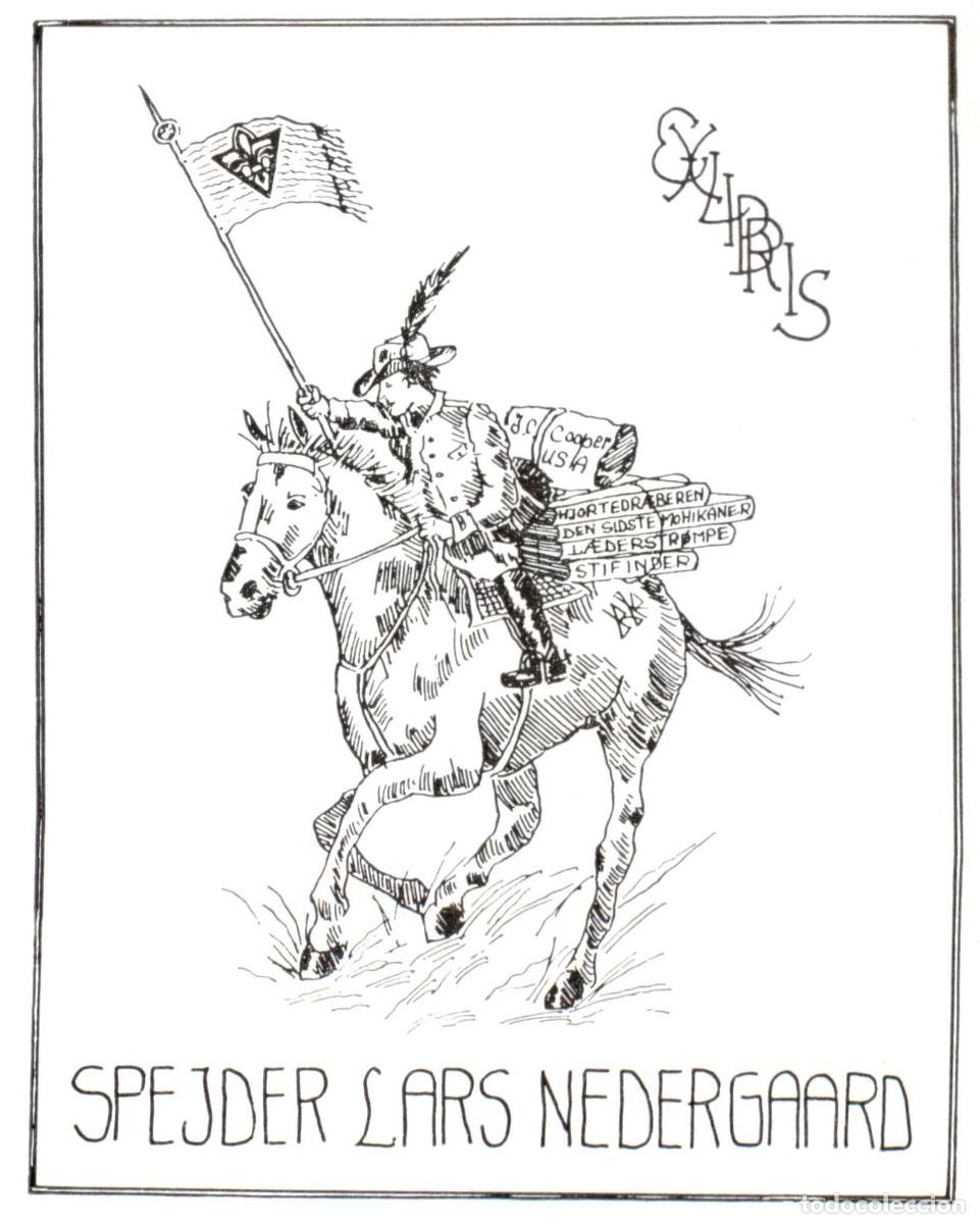Arte: Bernhard Kuhfmann Spejder Lars Nedergaard 9 x 7 Cms Exlibris Bookplate Ex-Libris - Foto 1