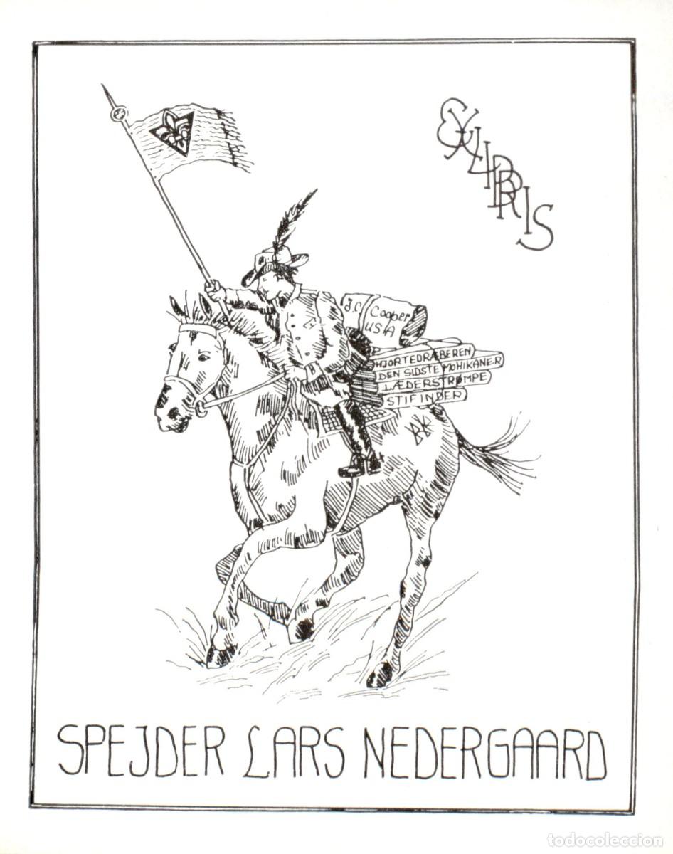 Arte: Bernhard Kuhfmann Spejder Lars Nedergaard 9 x 7 Cms Exlibris Bookplate Ex-Libris - Foto 2
