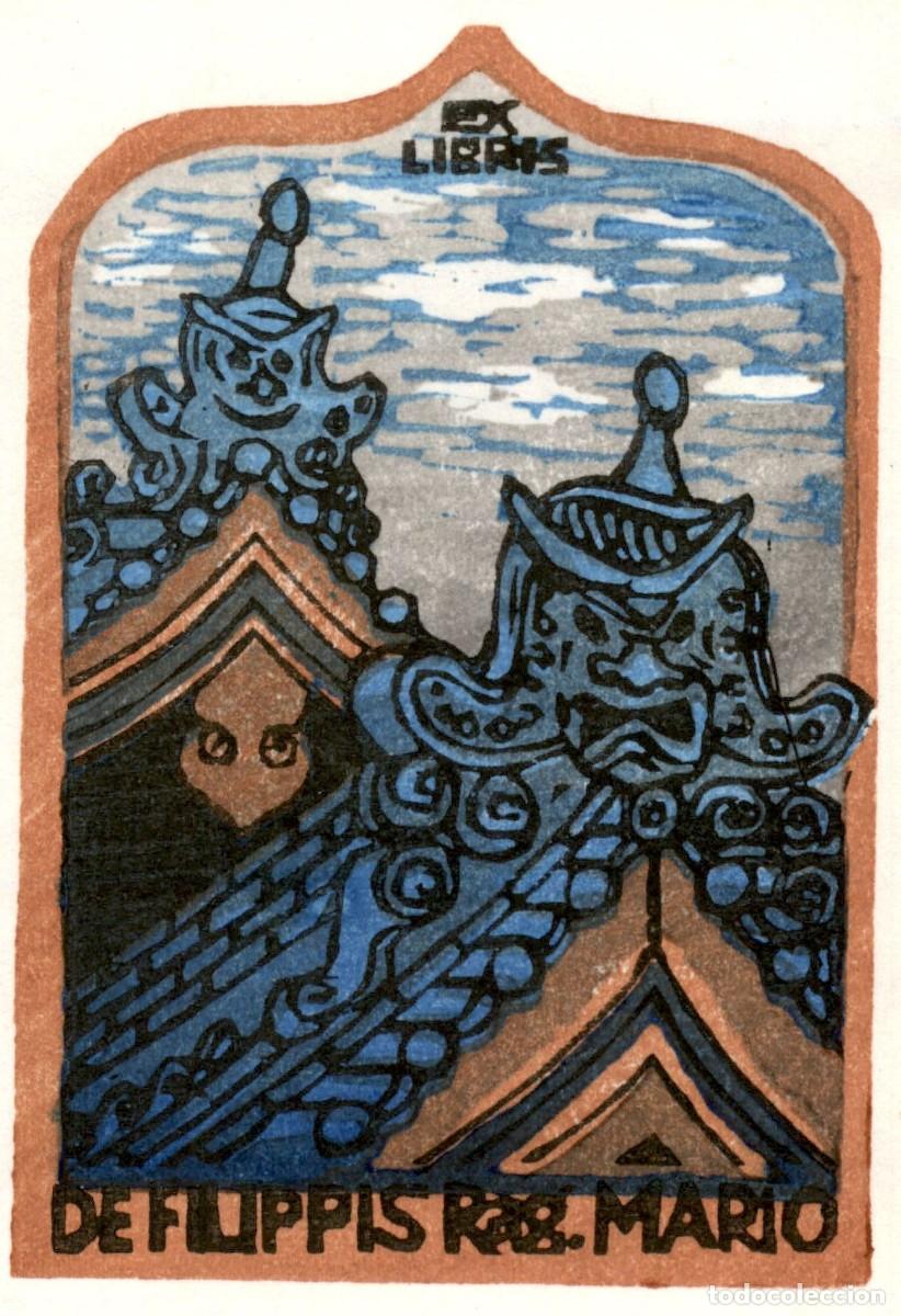 Arte: Mario de Filippis 9 x 6 Cms Exlibris Bookplate Ex-Libris - Foto 1