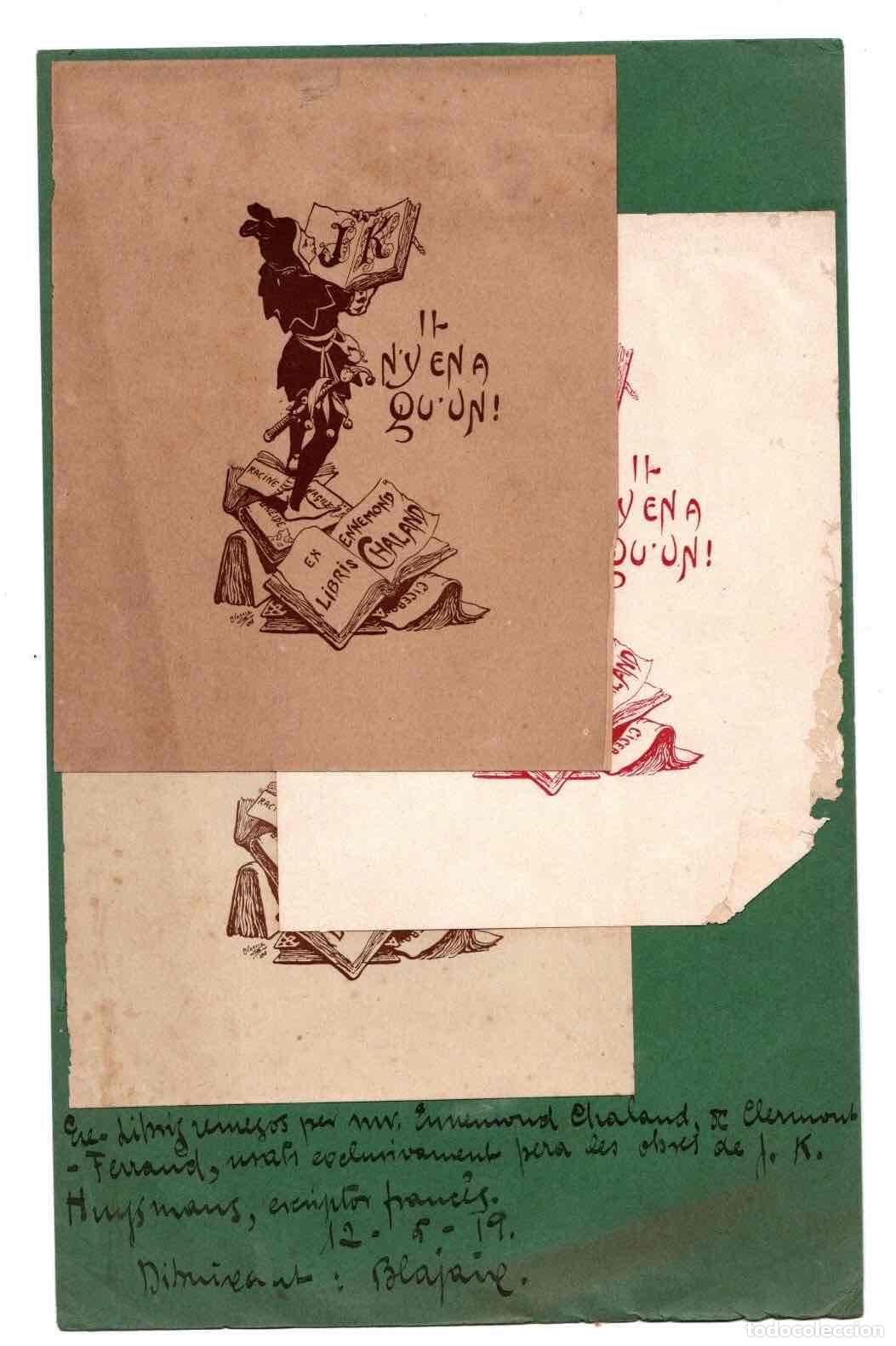 Arte: LOTE DE 3 EXLIBRIS ENNEMOND CHALAND. A&Ntilde;O 1919 - Foto 1