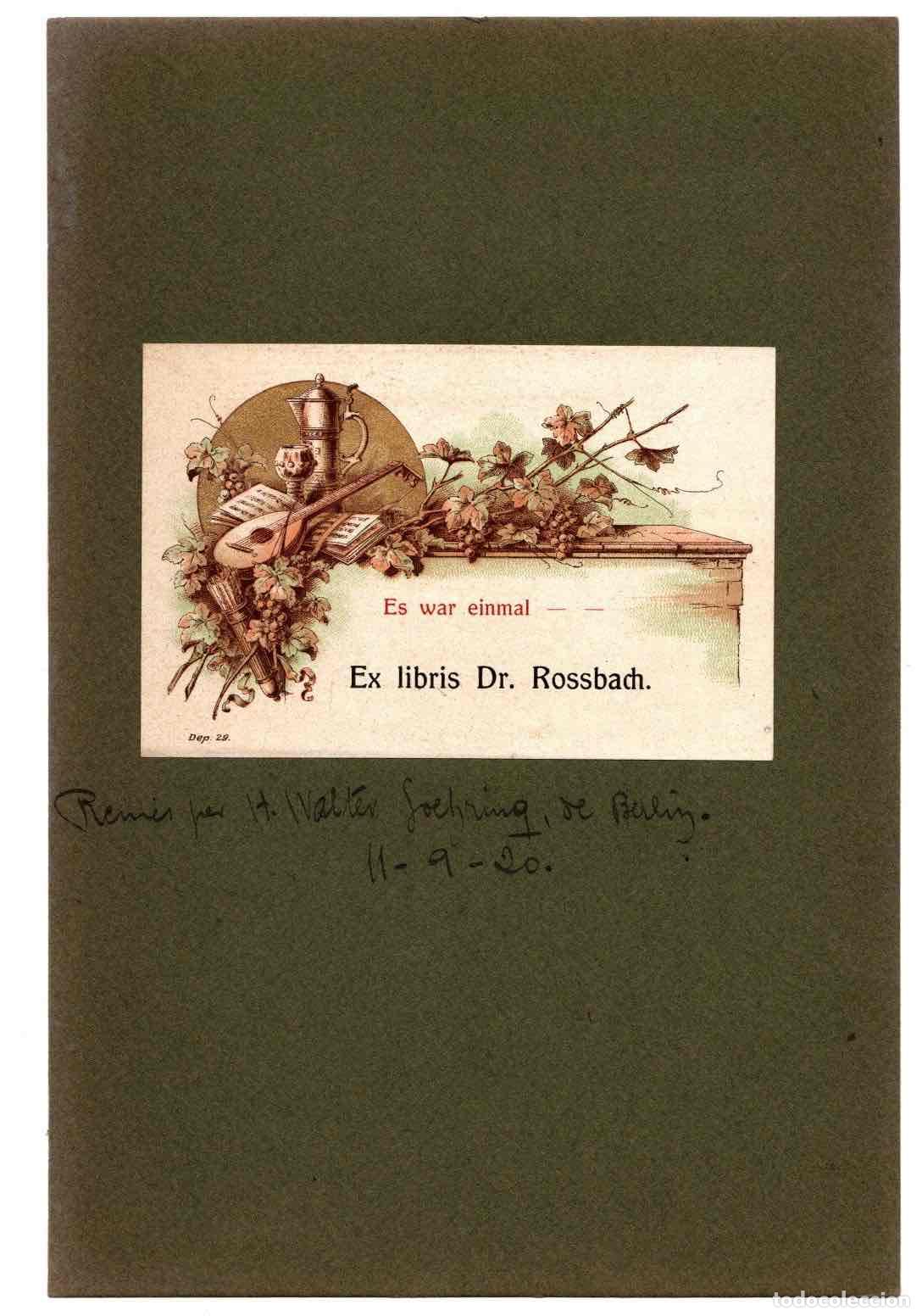 Arte: EXLIBRIS DR. ROSSBACH. BERLIN A&Ntilde;O 1920 - Foto 1