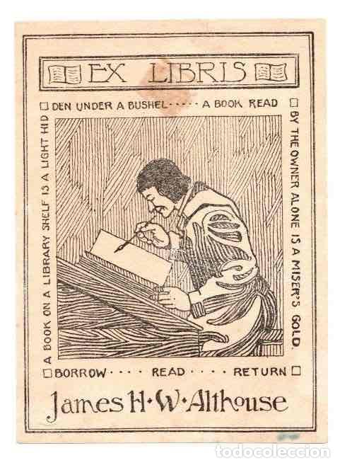 Arte: EXLIBRIS JAMES H. W. ALTHOUSE. C. 1930 - Foto 1