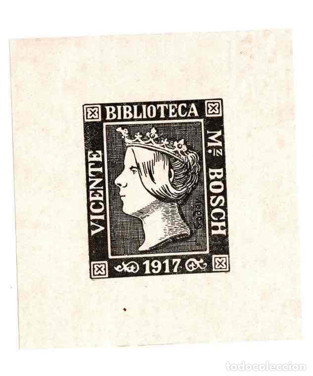 Arte: EXLIBRIS BIBLIOTECA VICENTE MARTINEZ BOSCH. 1917 - Foto 1