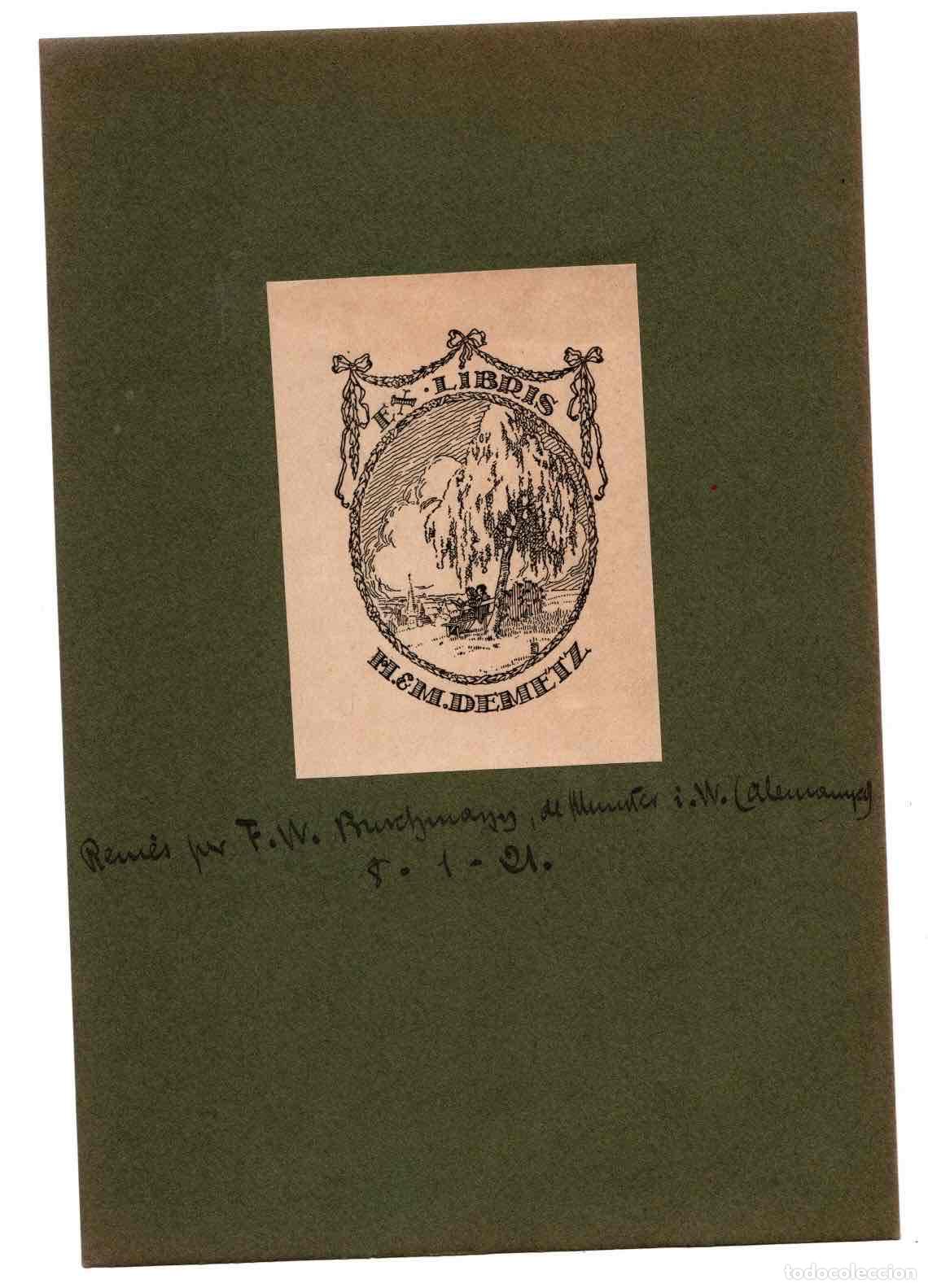 Arte: EXLIBRIS H. & M- DEMETZ. ALEMANIA. 1921 - Foto 1