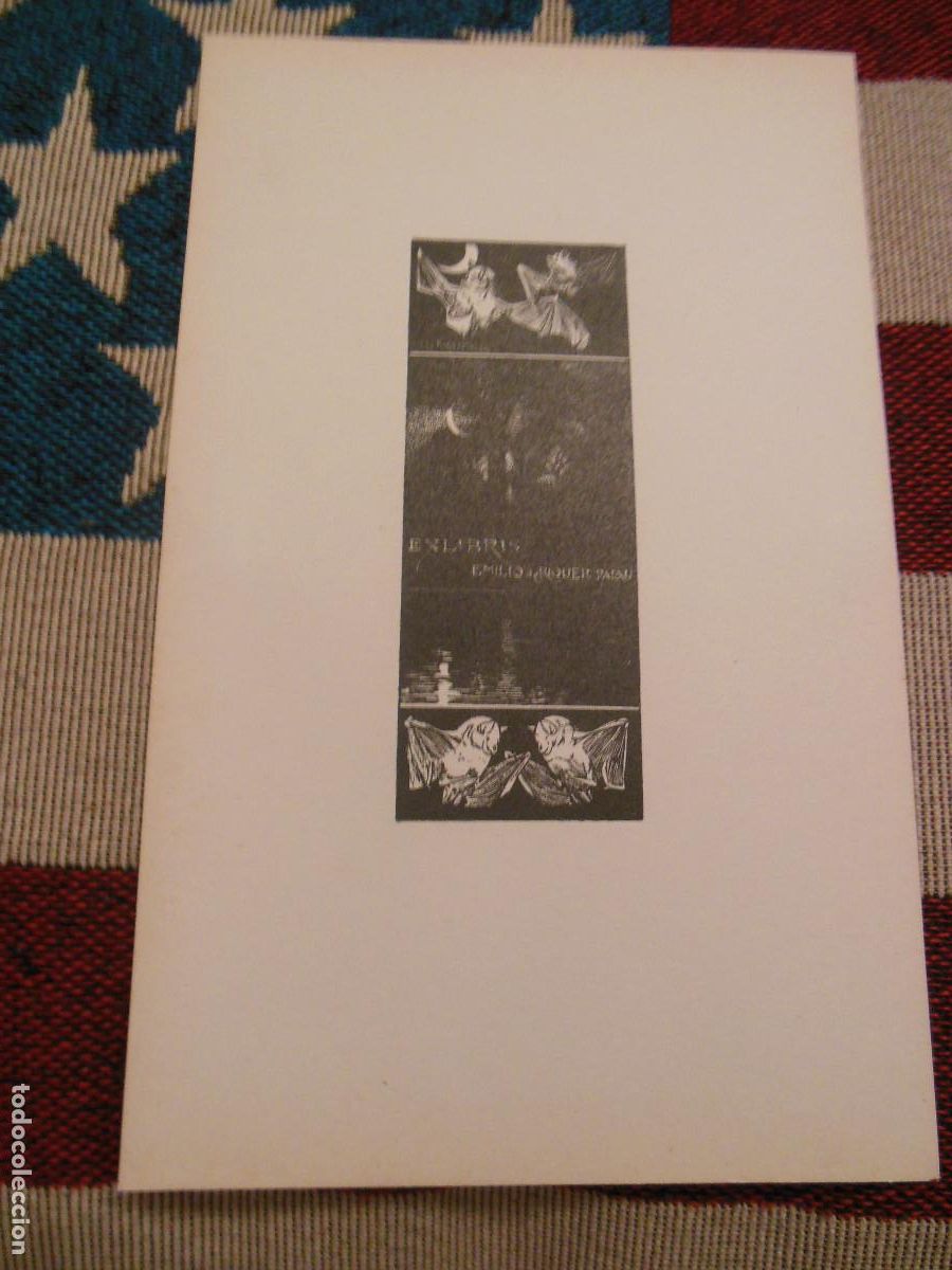 Arte: EXLIBRIS DE ALEXANDRE DE RIQUER PARA EMILIO DE RIQUER PALAU - EX LIBRIS MURCIELAGO - Foto 1