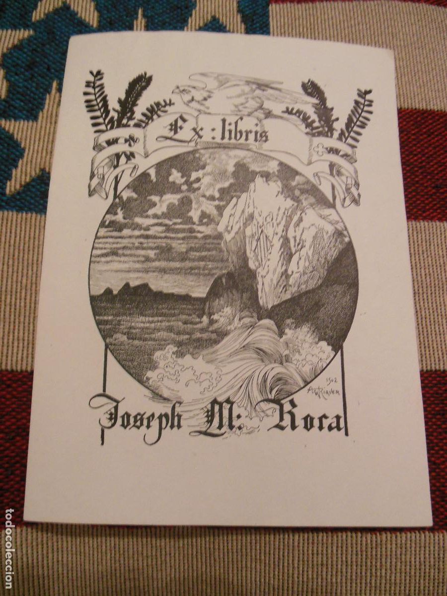 Arte: EXLIBRIS DE ALEXANDRE DE RIQUER PARA JOSEPH M. ROCA - EX LIBRIS 1902 MODERNISMO - Foto 1