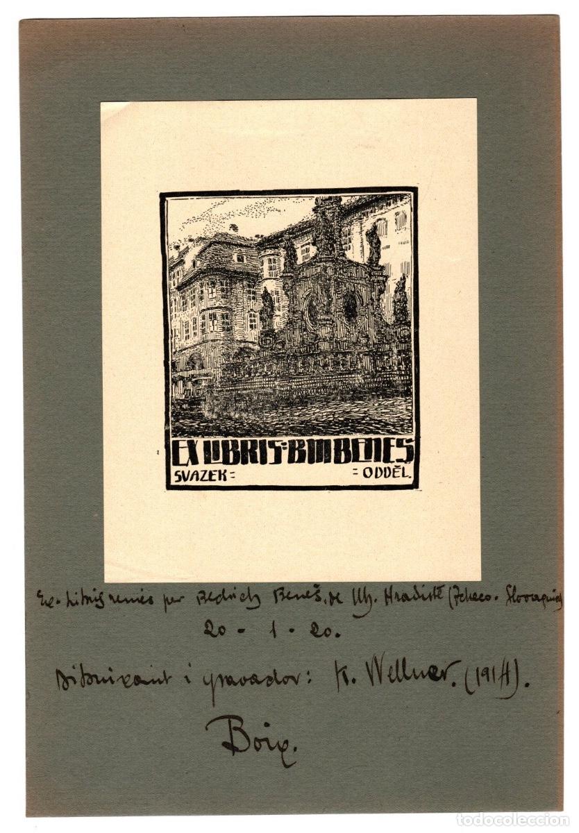 Arte: EXLIBRIS BEDRICH BENES. CHEQUIA. A&Ntilde;O 1914 - Foto 1