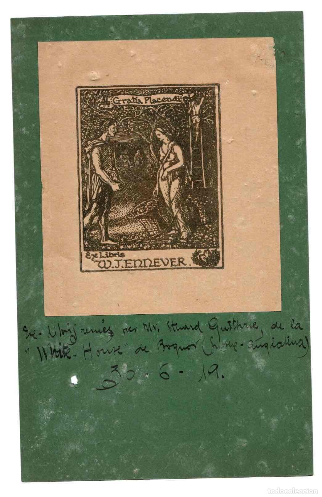 Arte: EXLIBRIS W. JENNEVER. A&Ntilde;O 1919 - Foto 1