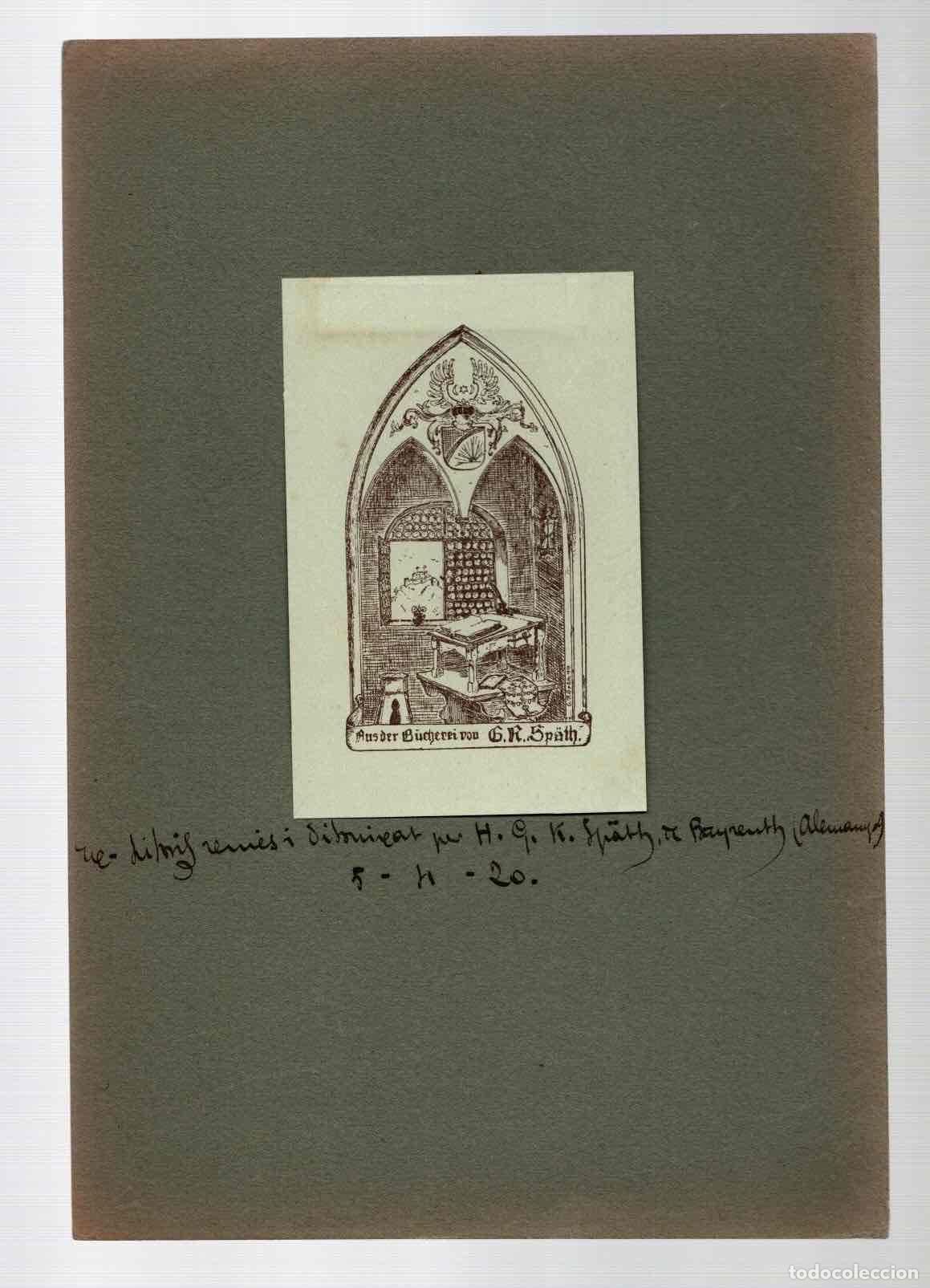Arte: EXLIBRIS G.R. SPATH. ALEMANIA. A&Ntilde;O 1920 - Foto 1