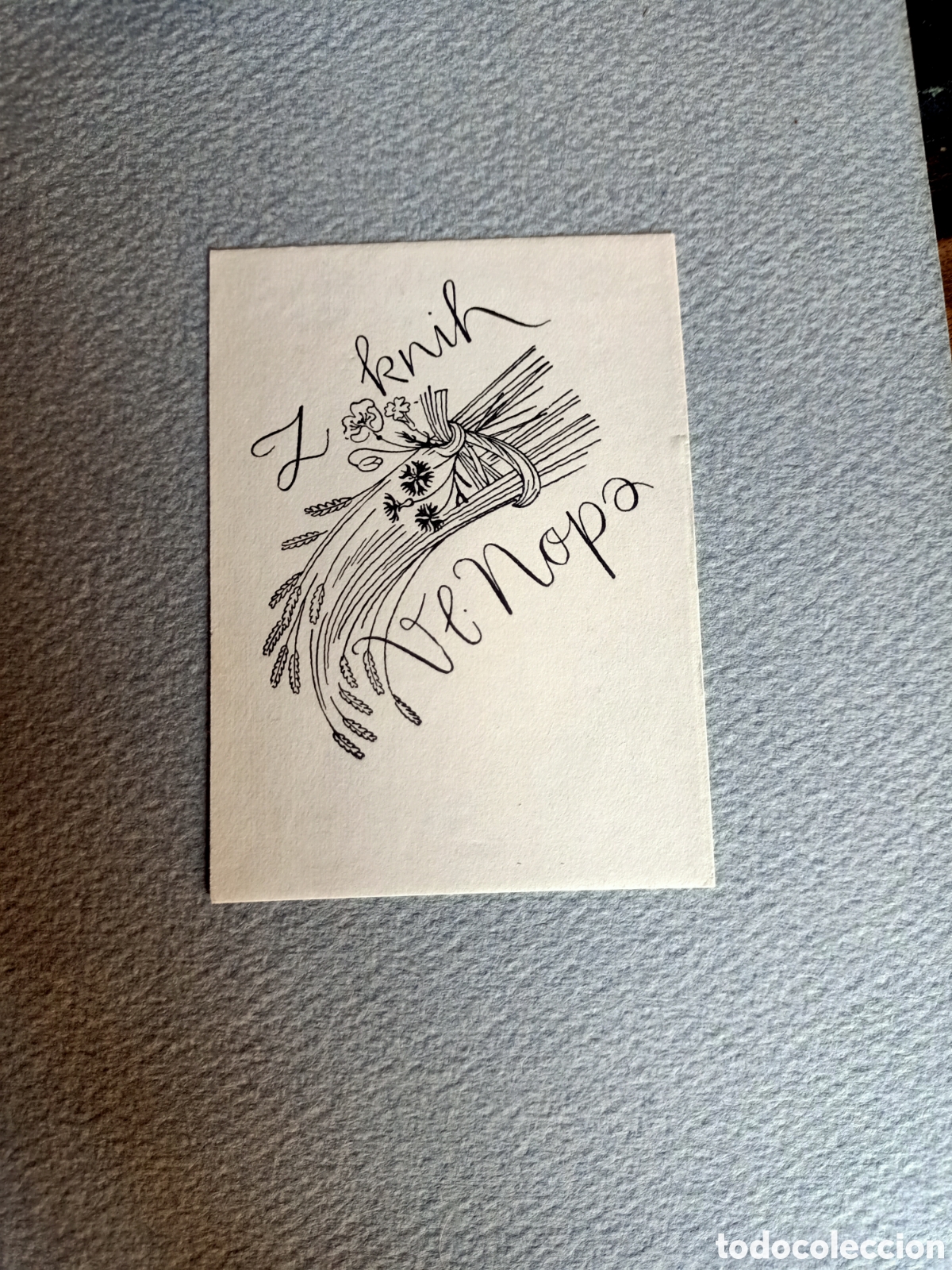 Arte: Exlibris antiguo presentado en una cartulina - Foto 1