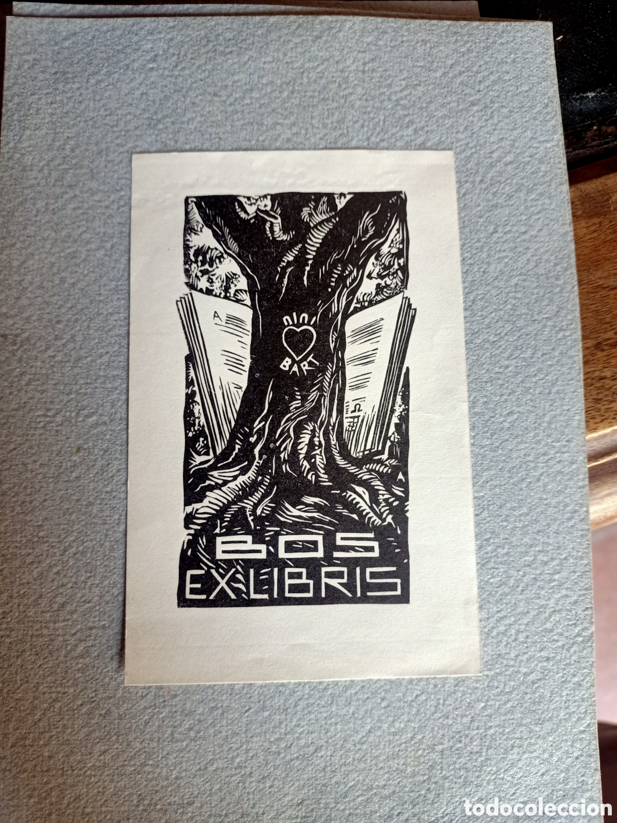 Arte: Exlibris antiguo presentado en una cartulina - Foto 1