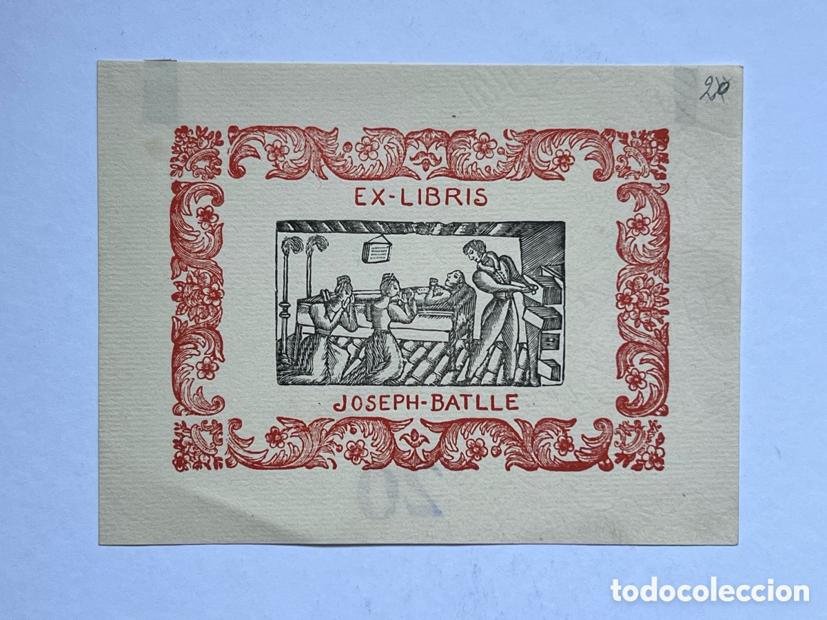 Arte: EXLIBRIS&hellip; JOSEPH BATLLE.. Pla&ntilde;ideras:10,5 x 14 cm. - Foto 1