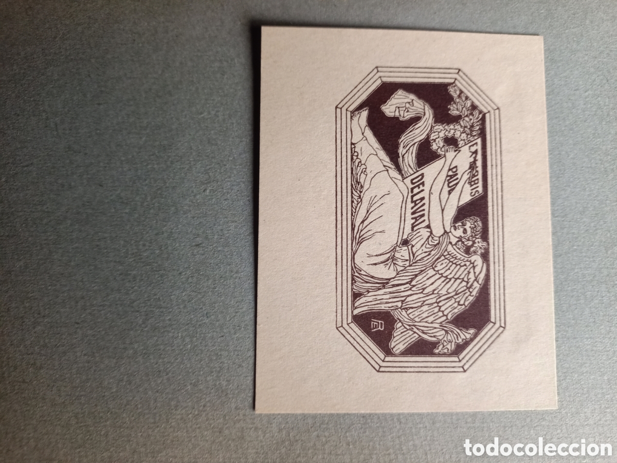 Arte: Exlibris antiguo sobre carton - Foto 1