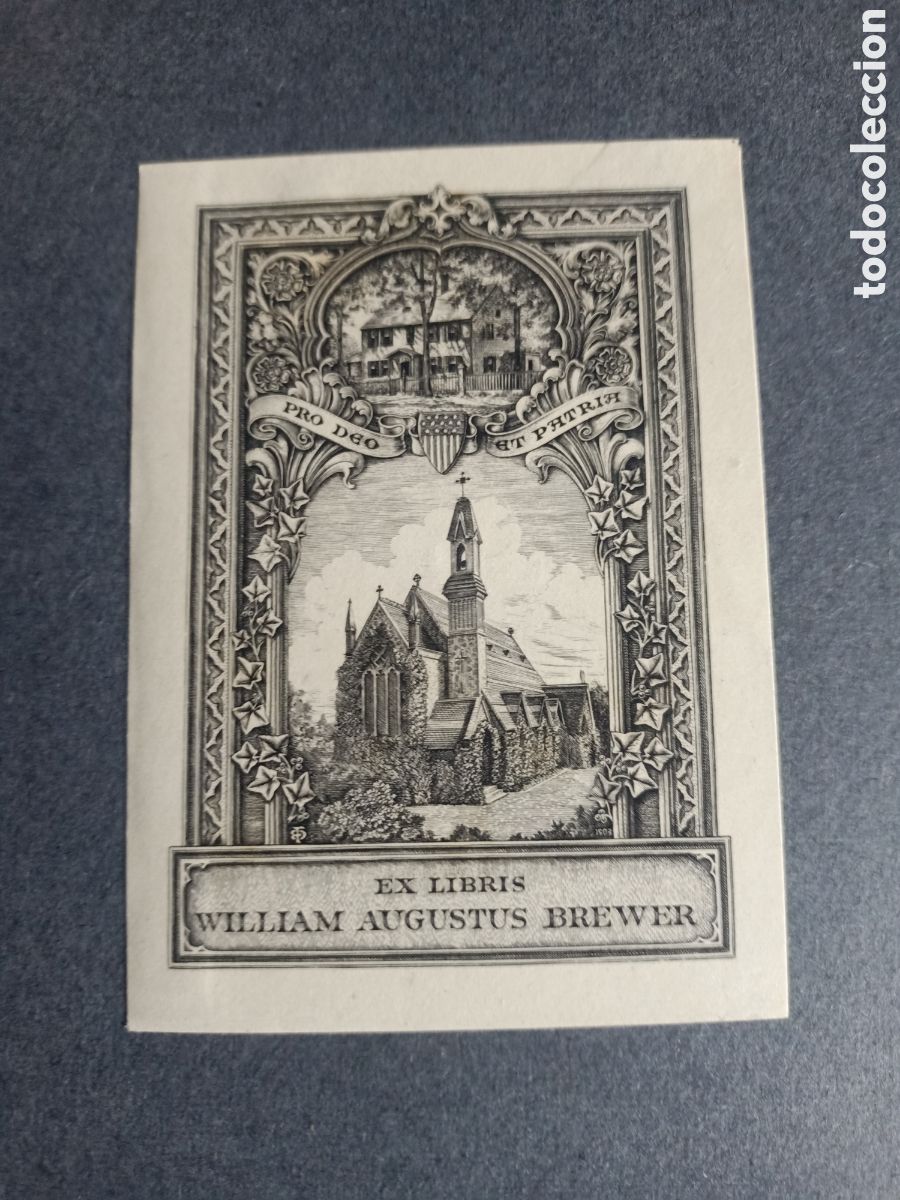 Arte: Exlibris antiguo presentado sobre una cartulina - Foto 1