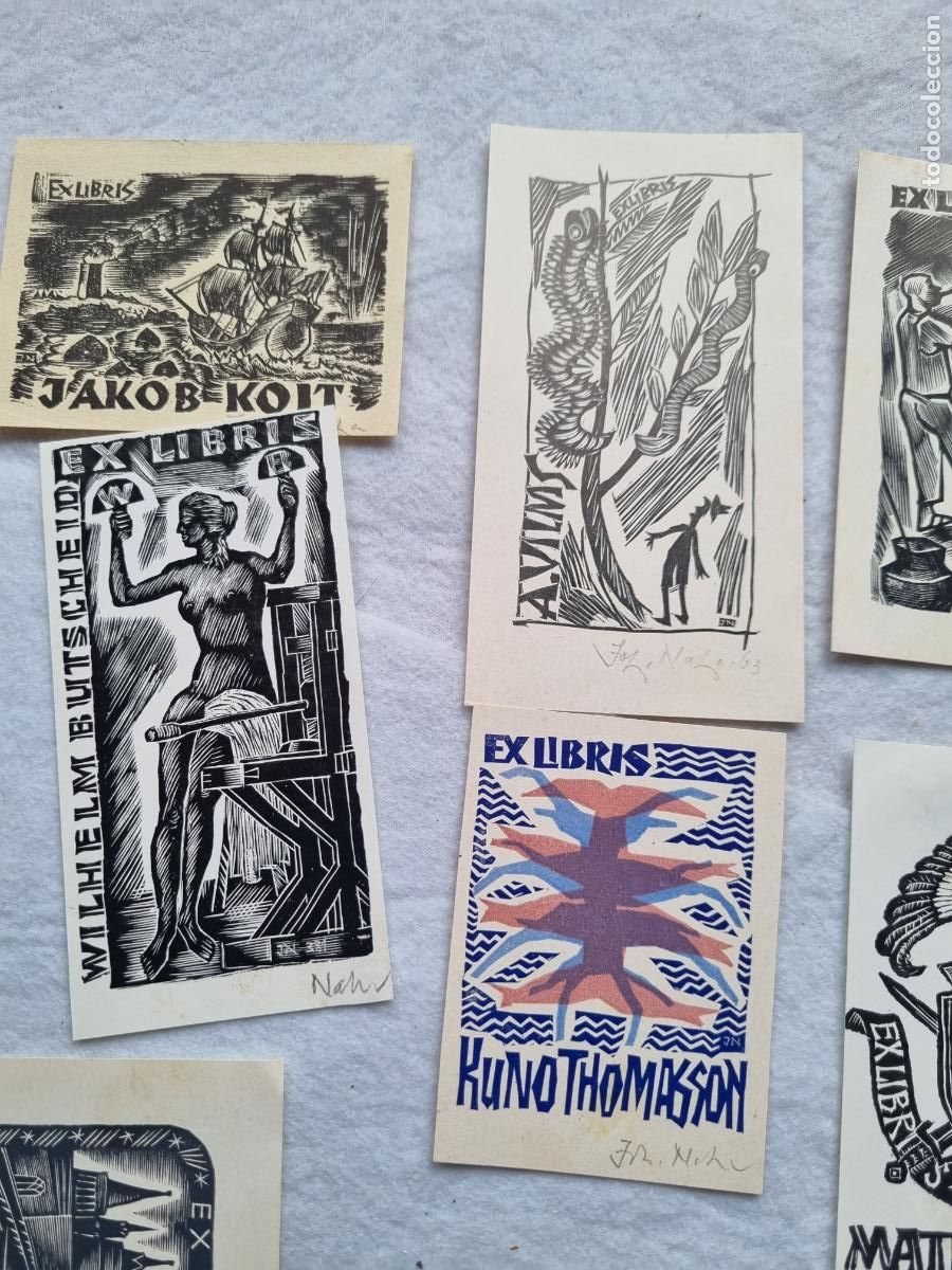 Arte: COLECCION DE 10 EXLIBRIS VARIADOS INTERNACIONALES V1 - Foto 4