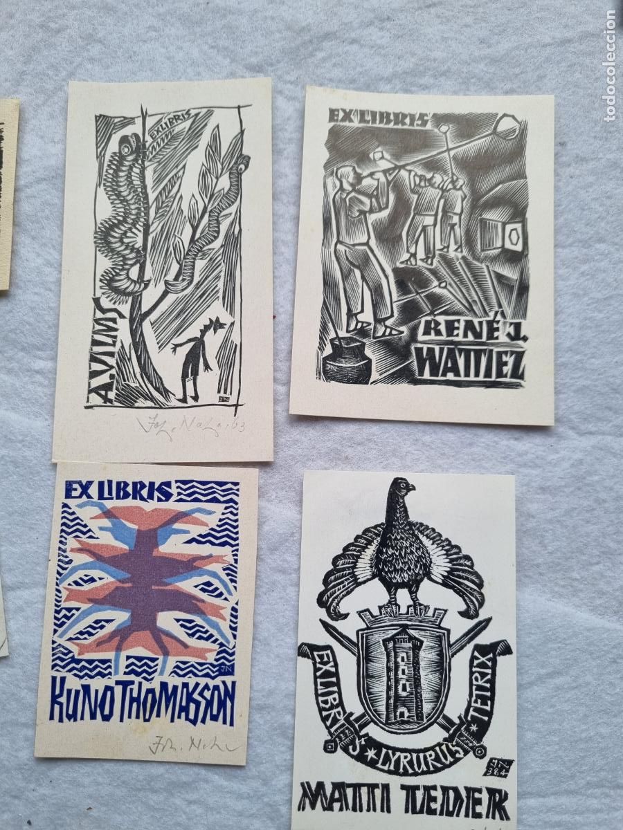 Arte: COLECCION DE 10 EXLIBRIS VARIADOS INTERNACIONALES V1 - Foto 5
