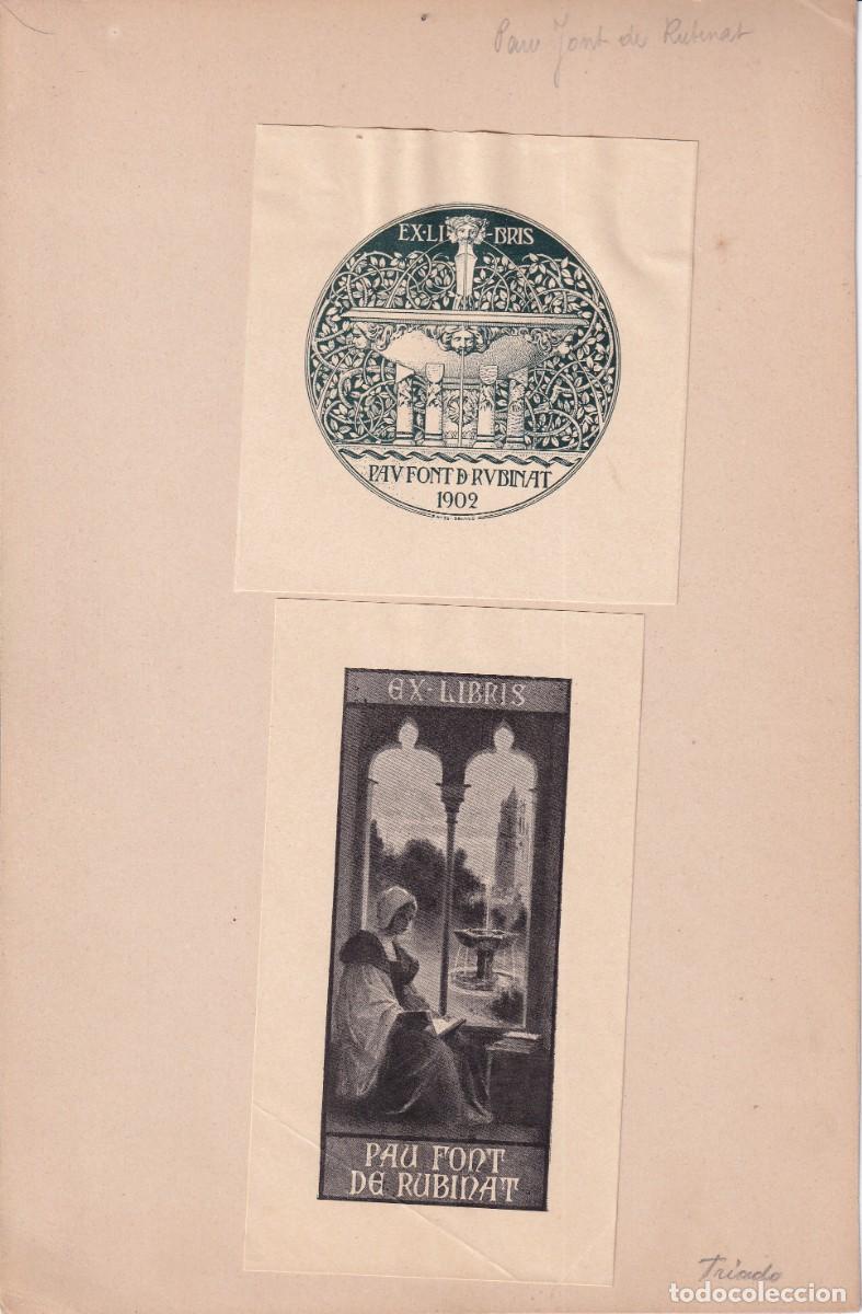 Arte: 2 EX-LIBRIS TRIADO PARA PAU FONT DE RUBINAT - EX LIBRIS - Foto 1
