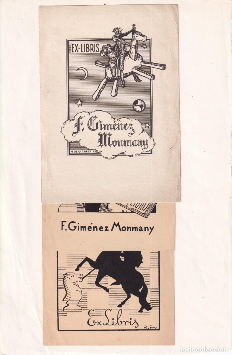 Arte: 3 EX-LIBRIS DE F. GIMENEZ MONMANY - EX LIBRIS - Foto 1
