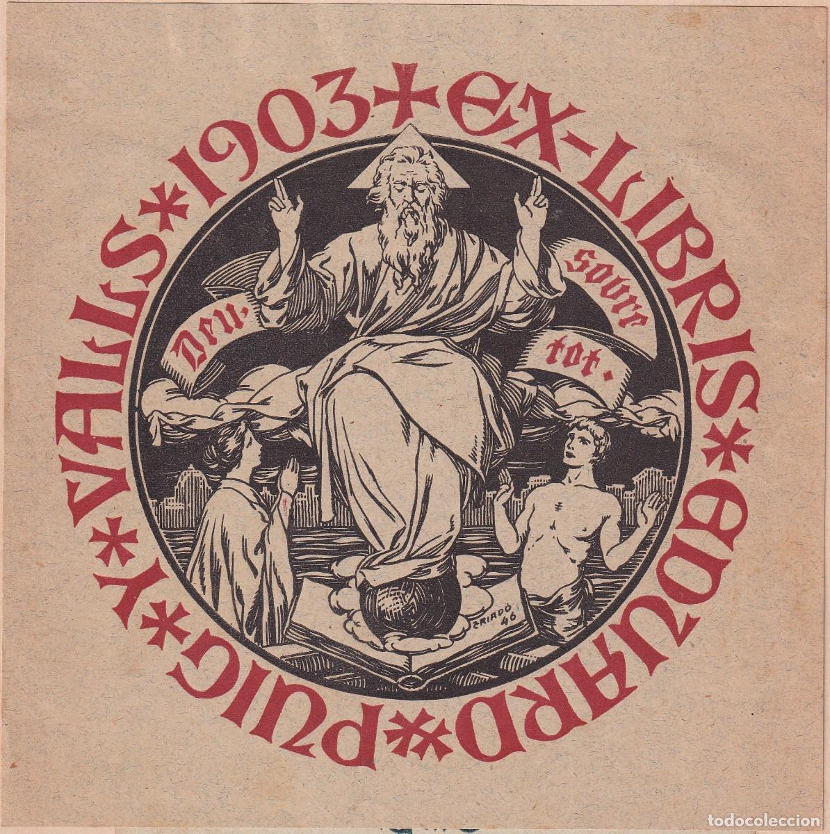 Arte: 2 EX-LIBRIS DE EDUARD PUIG Y VALLS A&Ntilde;O 1903 - EX LIBRIS - Foto 2