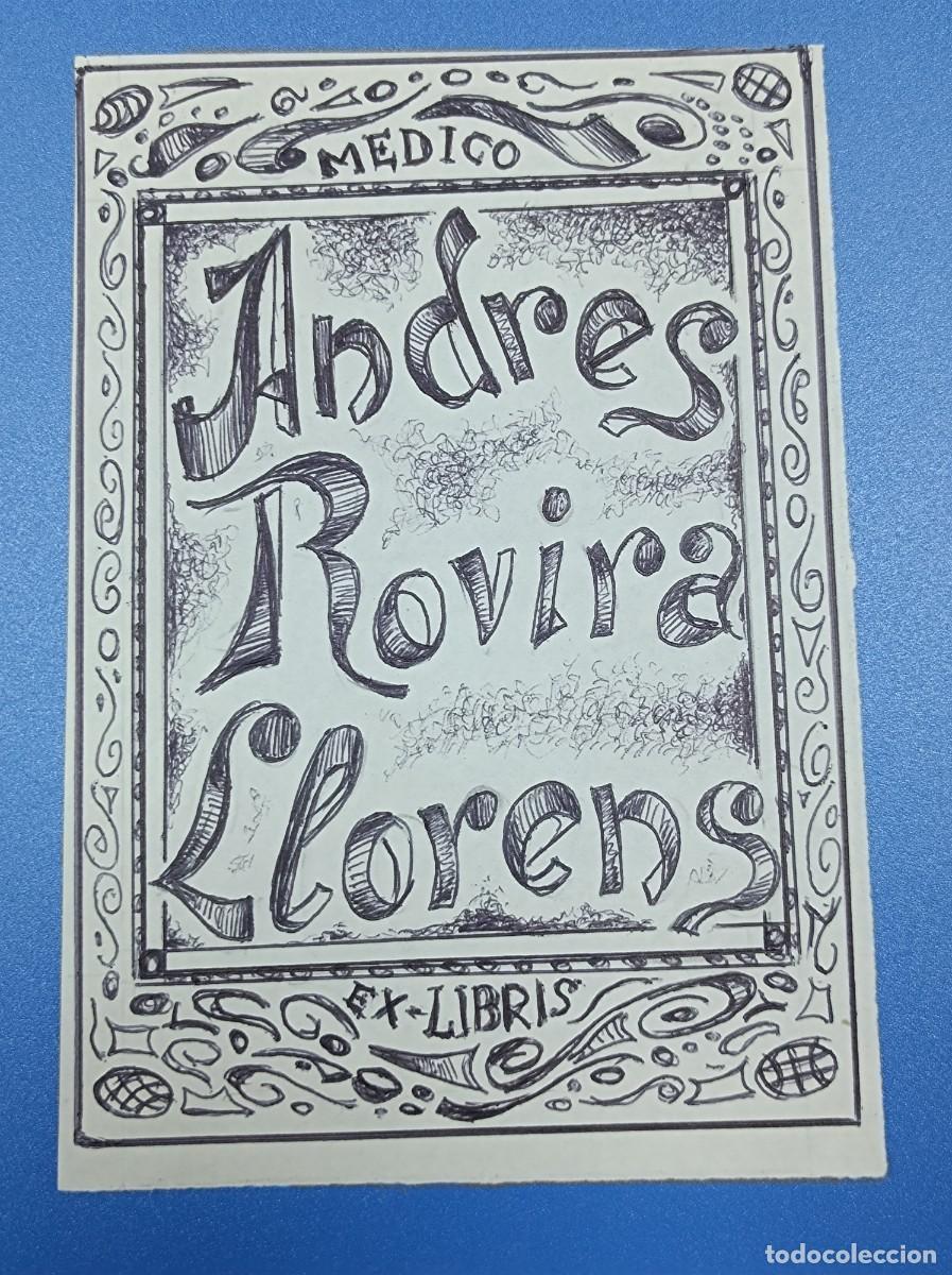 Arte: BOCETO ORIGINAL EX LIBRIS ANDR&Eacute;S ROVIRA - Foto 2